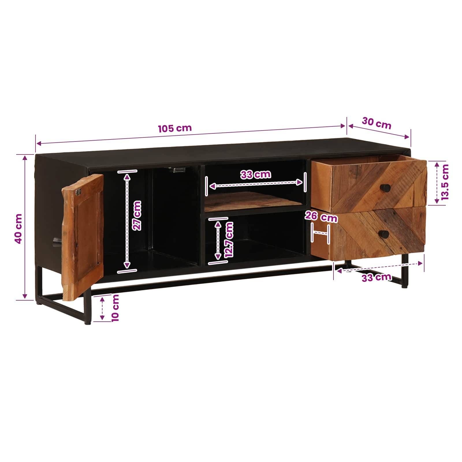 vidaXL TV-Schränk 105 x 30 x 40 cm Massiv Holz und engineered Wood