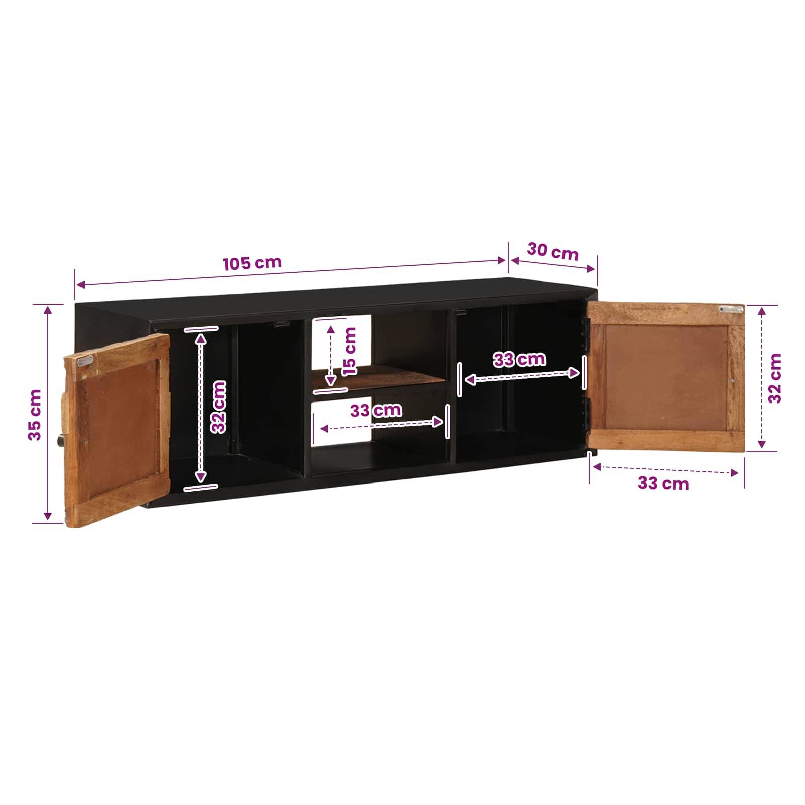vidaXL TV-Schränk 105 x 30 x 35 cm Massiv Holz und engineered Wood