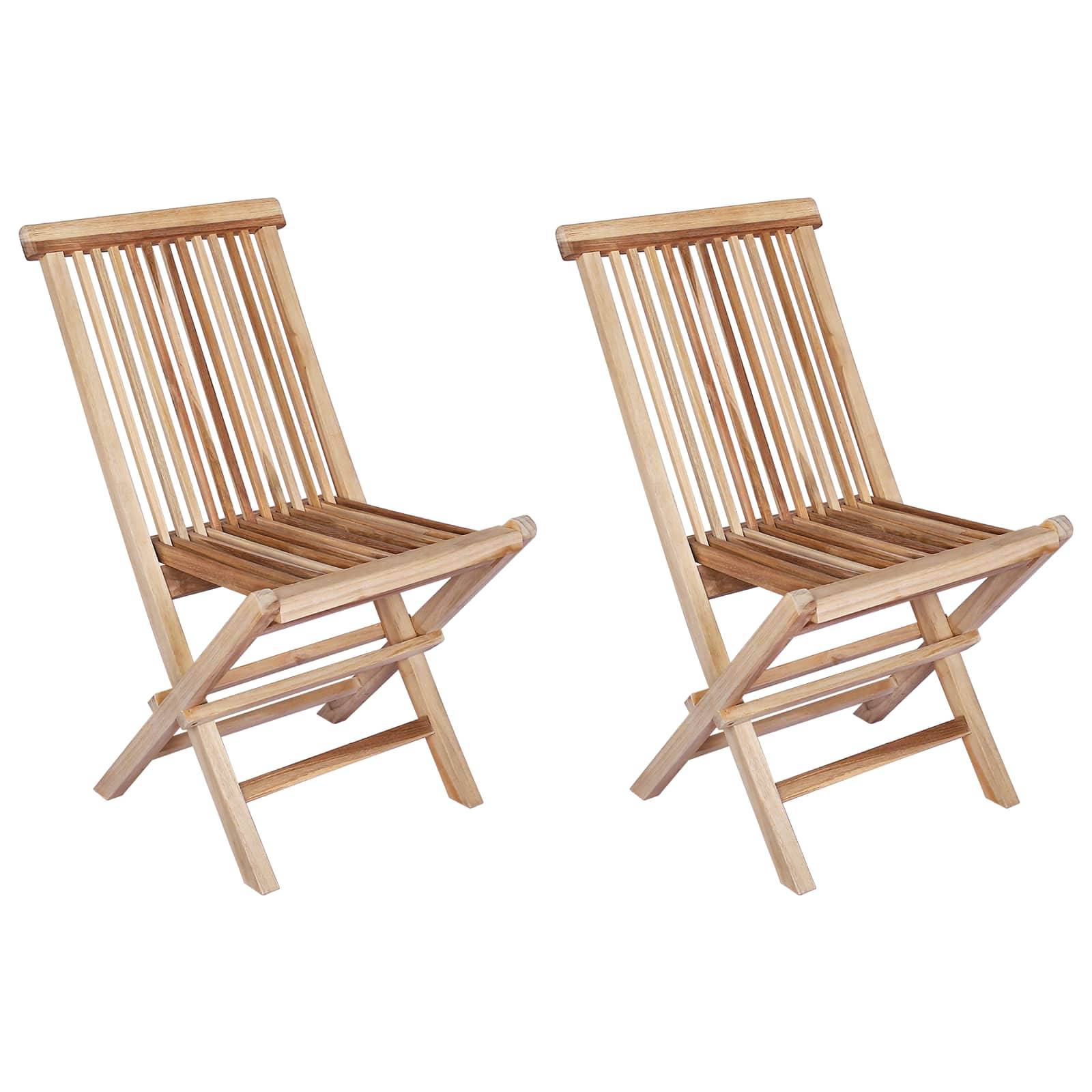 vidaXL Klappbarer Gartenstuhl 2 pcs Natur Massivholz Teak