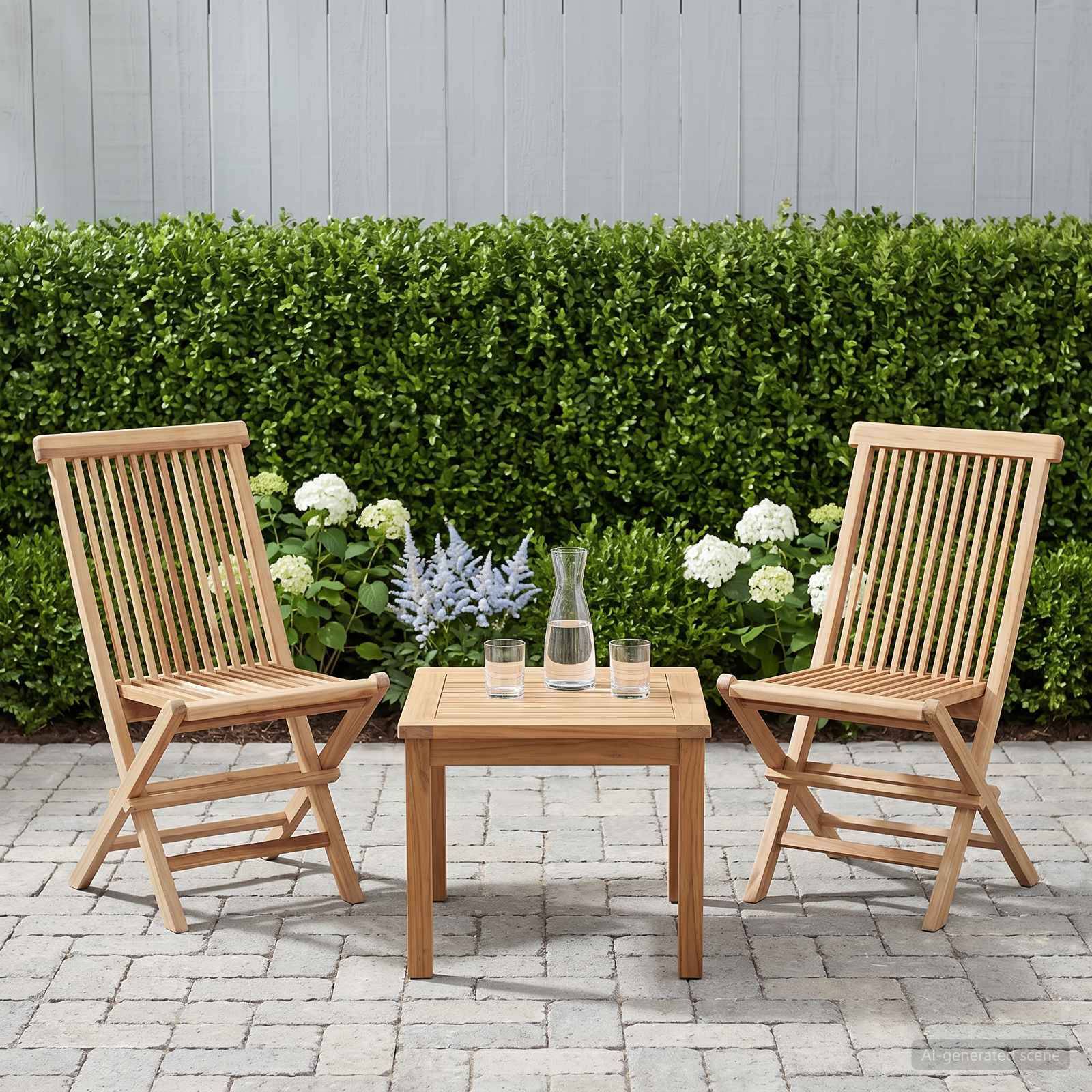 vidaXL Klappbarer Gartenstuhl 2 pcs Natur Massivholz Teak