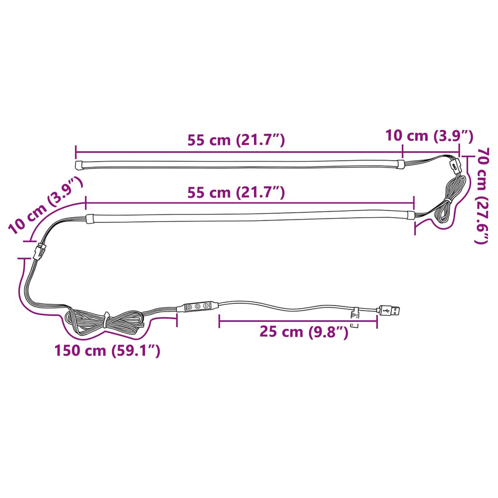 vidaXL LED Streifen 110 cm Mehrfarbig PVC