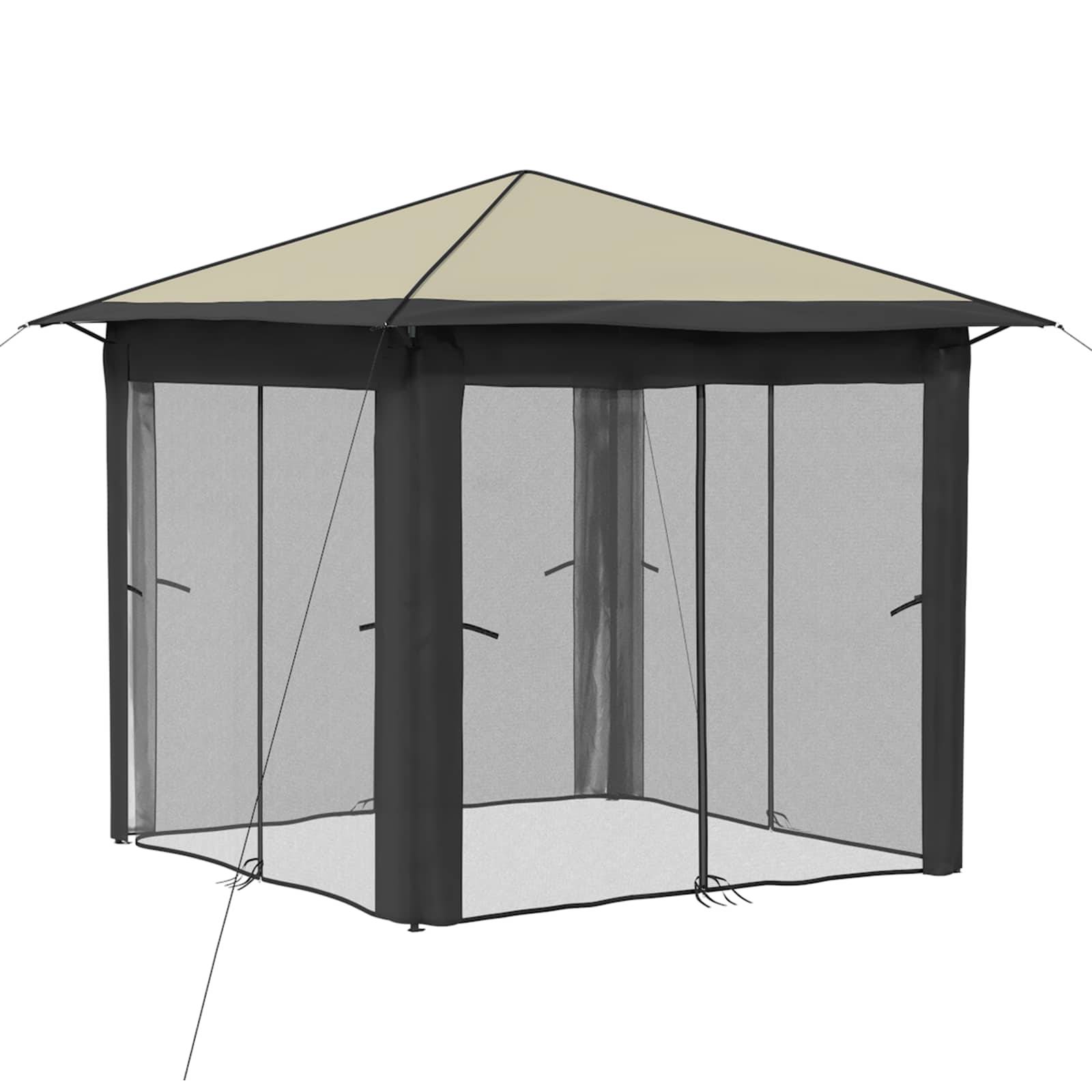 vidaXL Gazebo mit 4 Seitenwänden 2,6 x 2,6 m Creme und Anthrazit