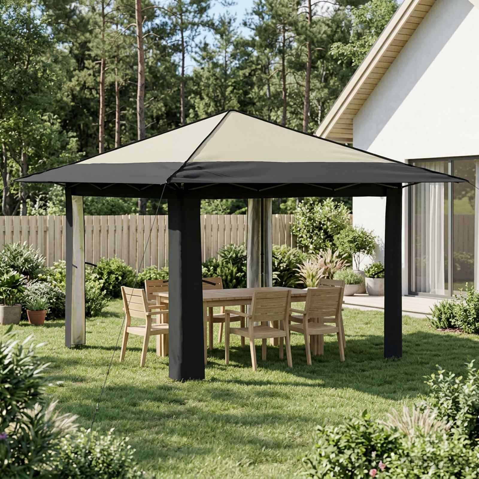 vidaXL Gazebo ohne Seitenwand 3,3 x 3,3 m Creme und Anthrazit