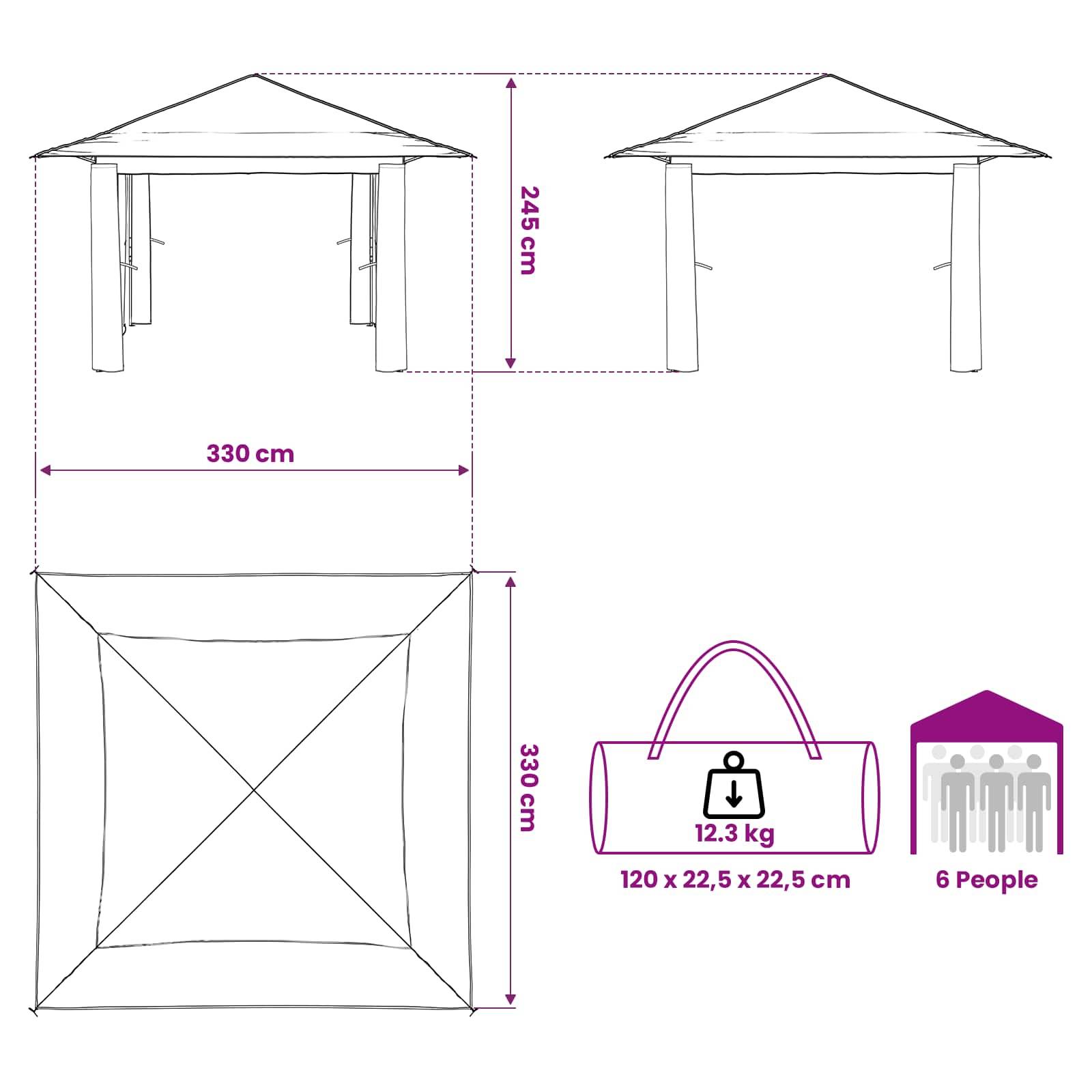 vidaXL Gazebo ohne Seitenwand Creme und Braun