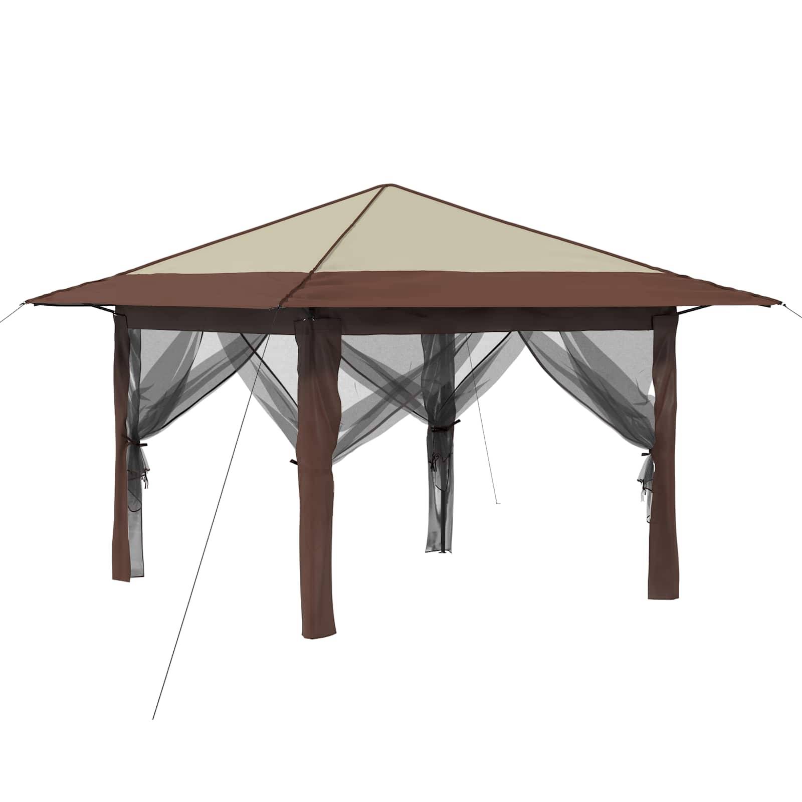 vidaXL Gazebo mit 4 Seitenwänden 3,3 x 3,3 m Creme und Braun