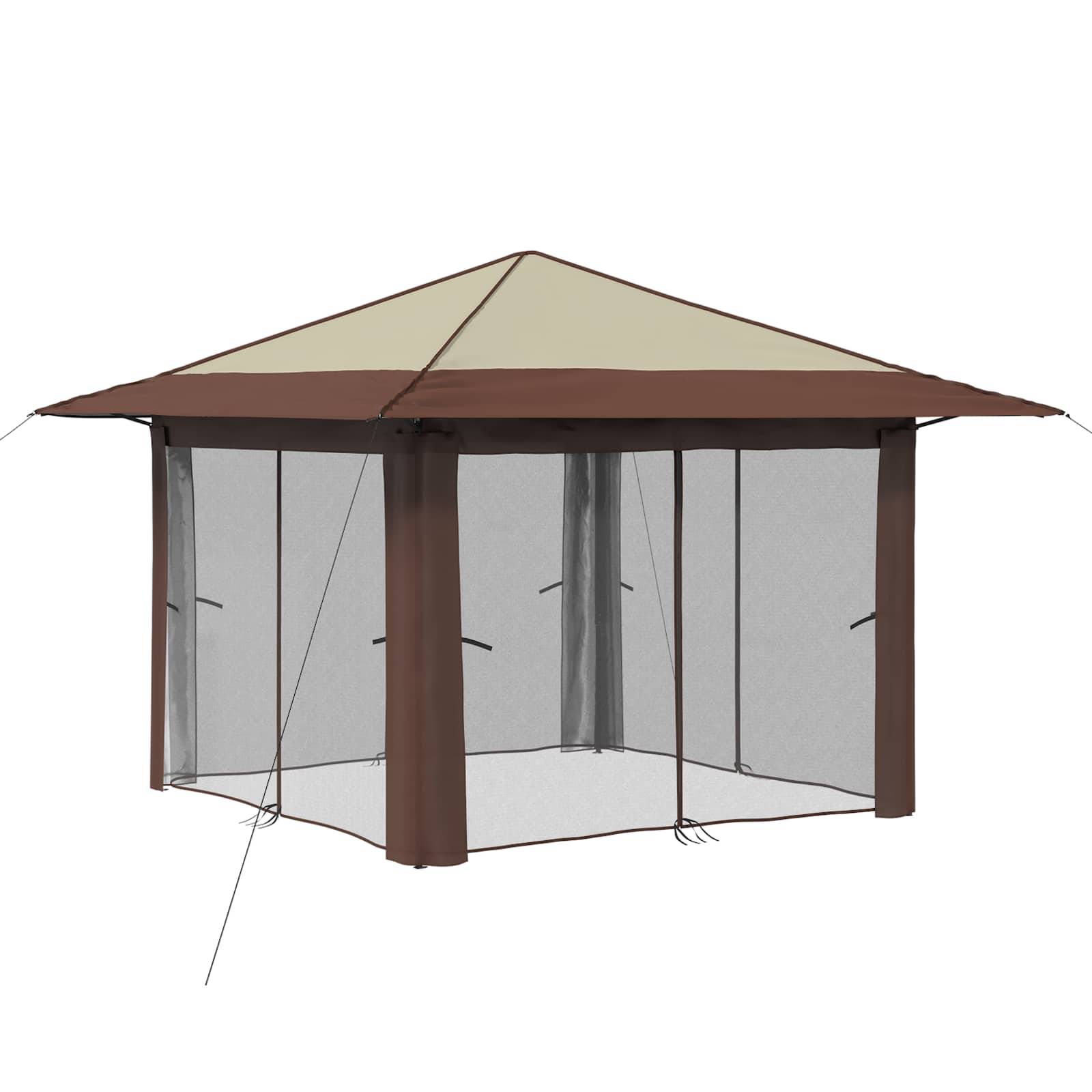 vidaXL Gazebo mit 4 Seitenwänden 3,3 x 3,3 m Creme und Braun