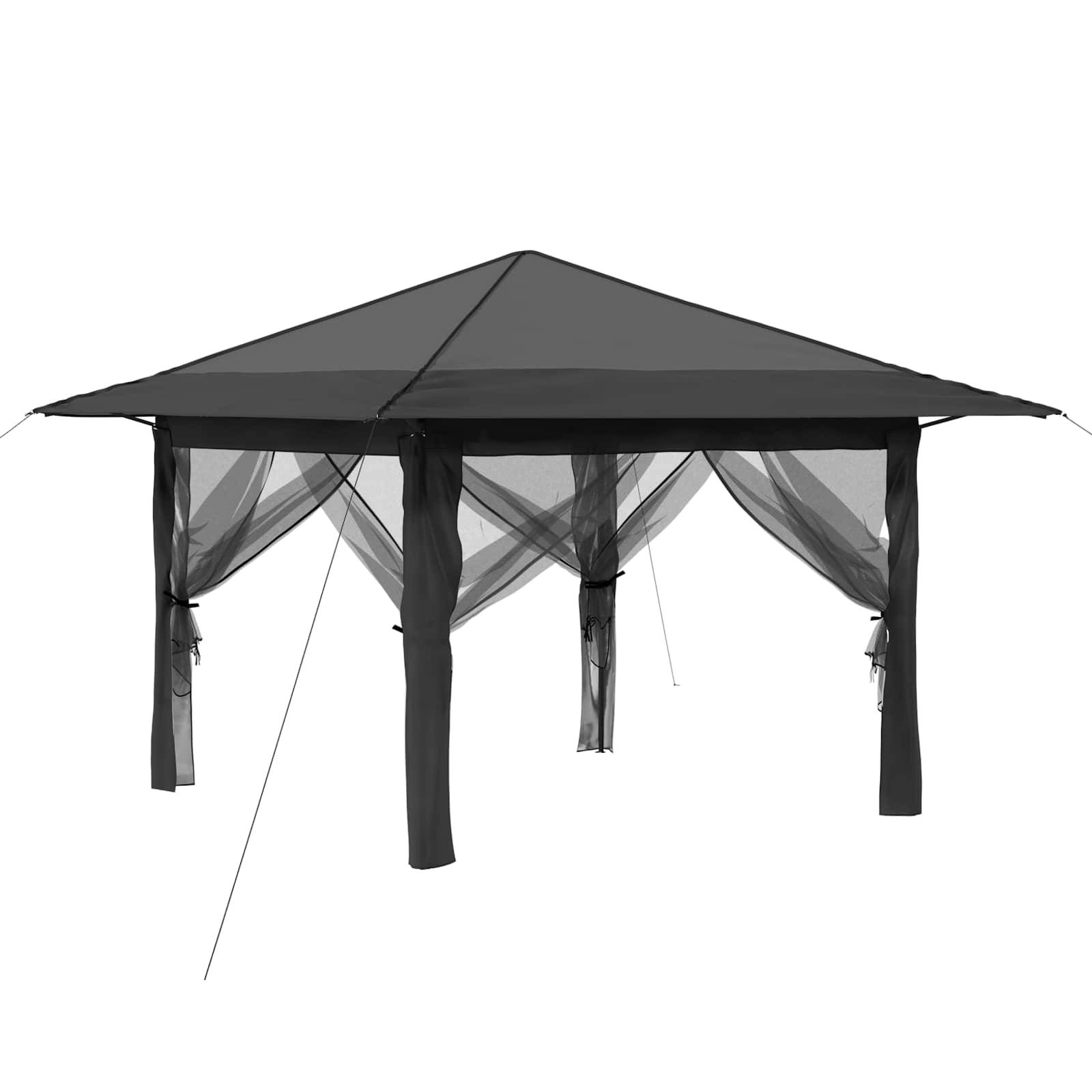 vidaXL Gazebo mit 4 Seitenwänden 3,3 x 3,3 m Hellgrau und Anthrazit