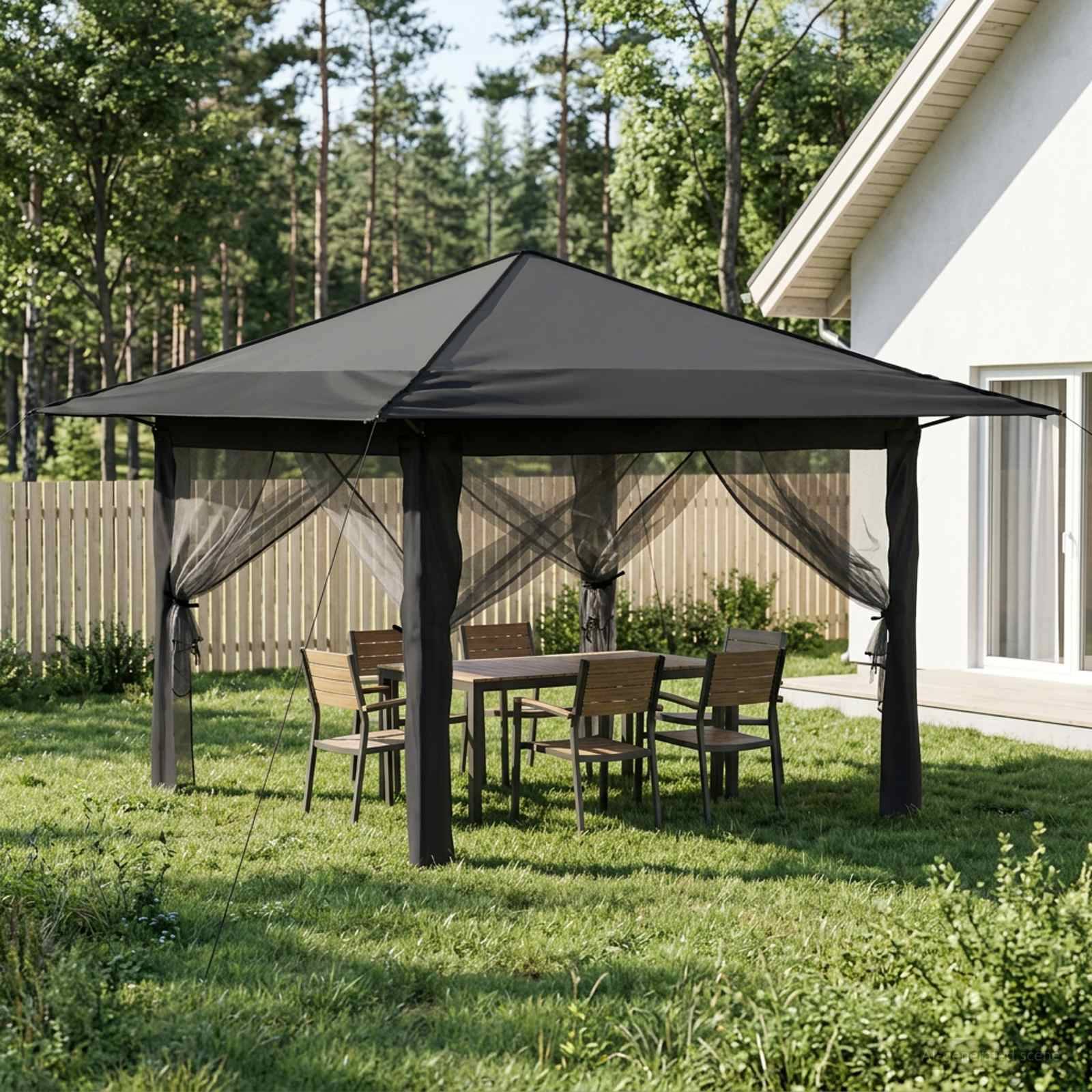 vidaXL Gazebo mit 4 Seitenwänden 3,3 x 3,3 m Hellgrau und Anthrazit