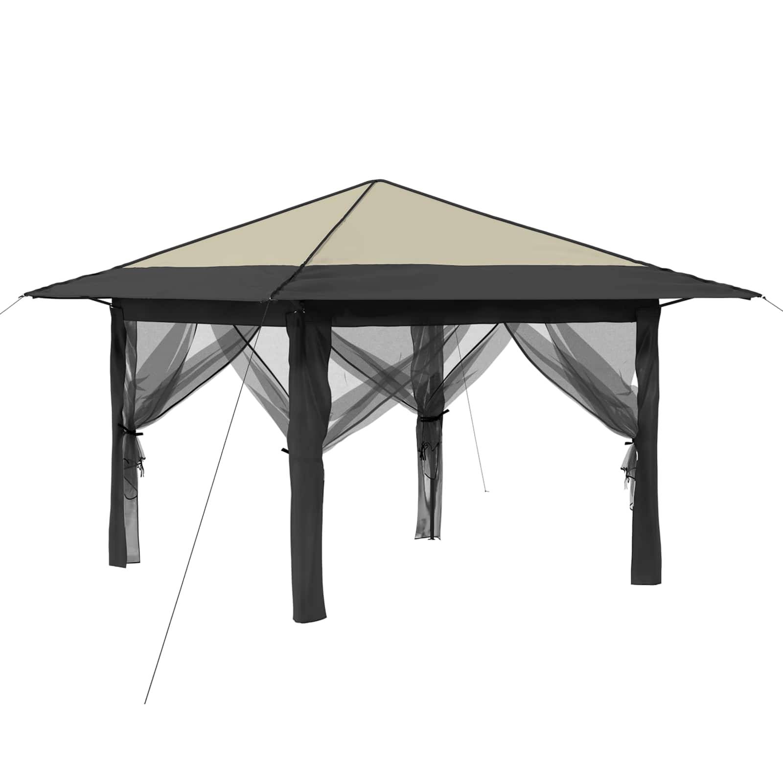 vidaXL Gazebo mit 4 Seitenwänden 3,3 x 3,3 m Creme und Anthrazit