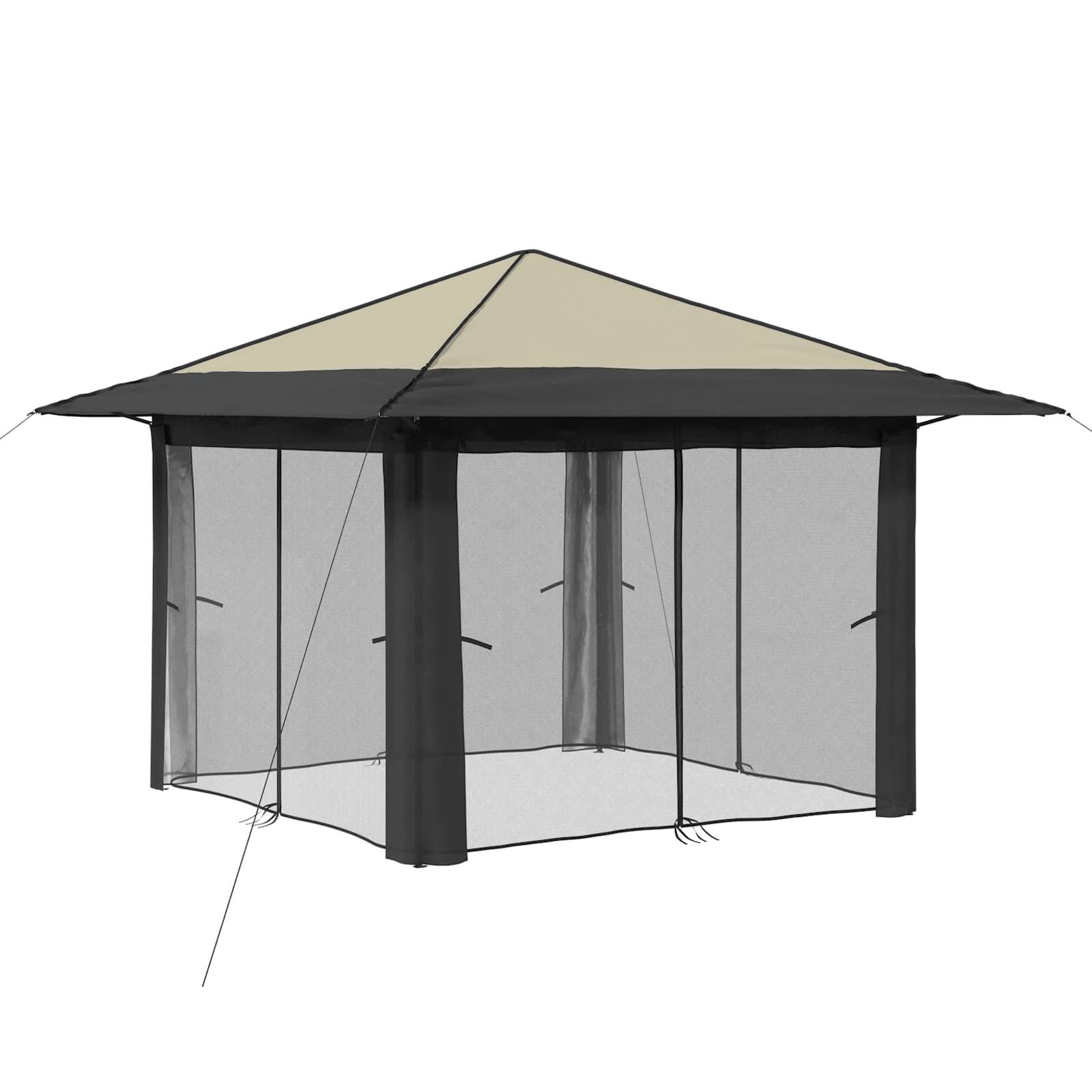 vidaXL Gazebo mit 4 Seitenwänden 3,3 x 3,3 m Creme und Anthrazit