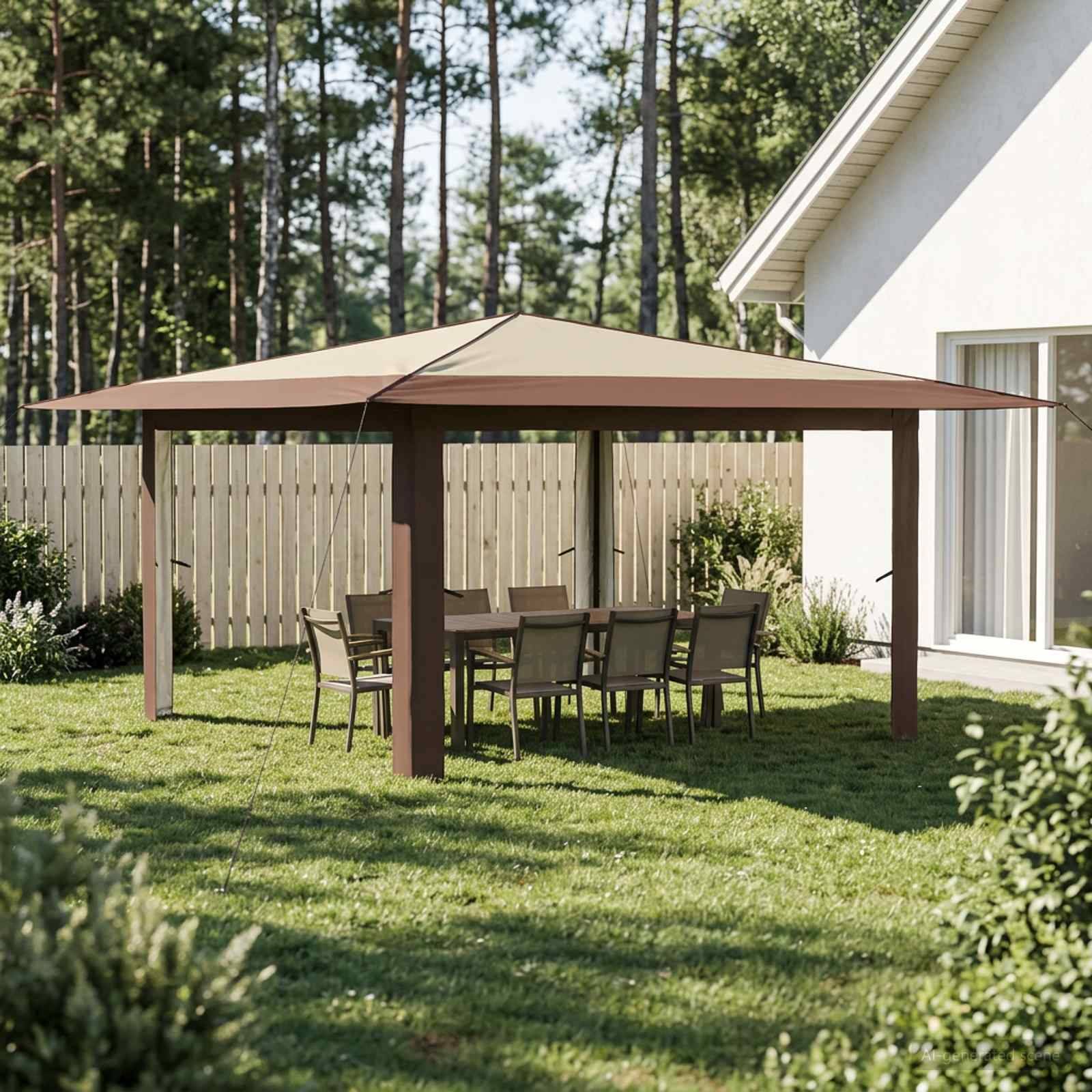 vidaXL Pavillon ohne Seitenwand 4 x 4 m Creme und Braun