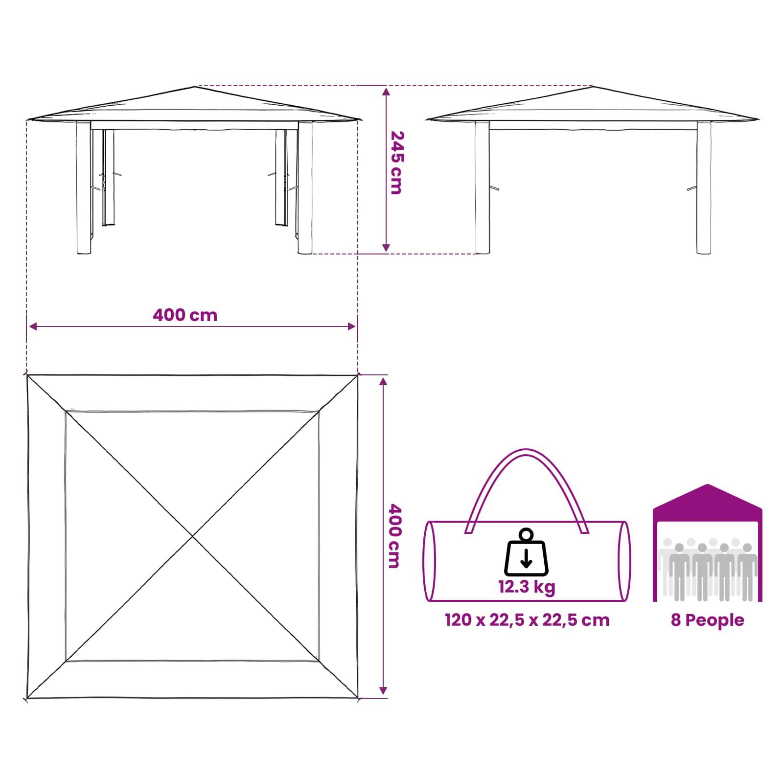 vidaXL Pavillon ohne Seitenwand 4 x 4 m Beige und Braun