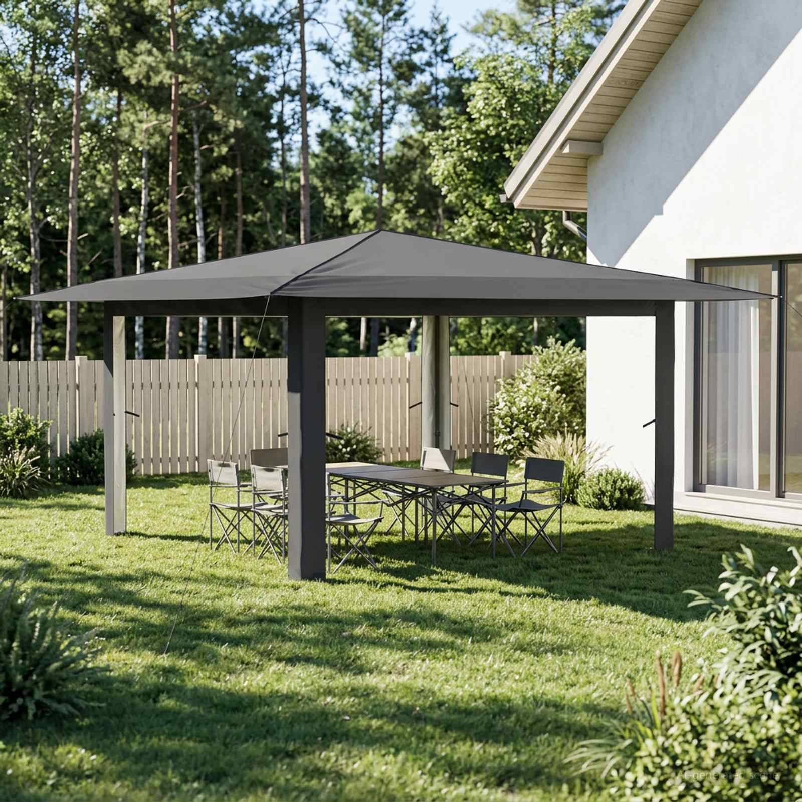 vidaXL Pavillon ohne Seitenwand 4 x 4 m Hellgrau und Anthrazit