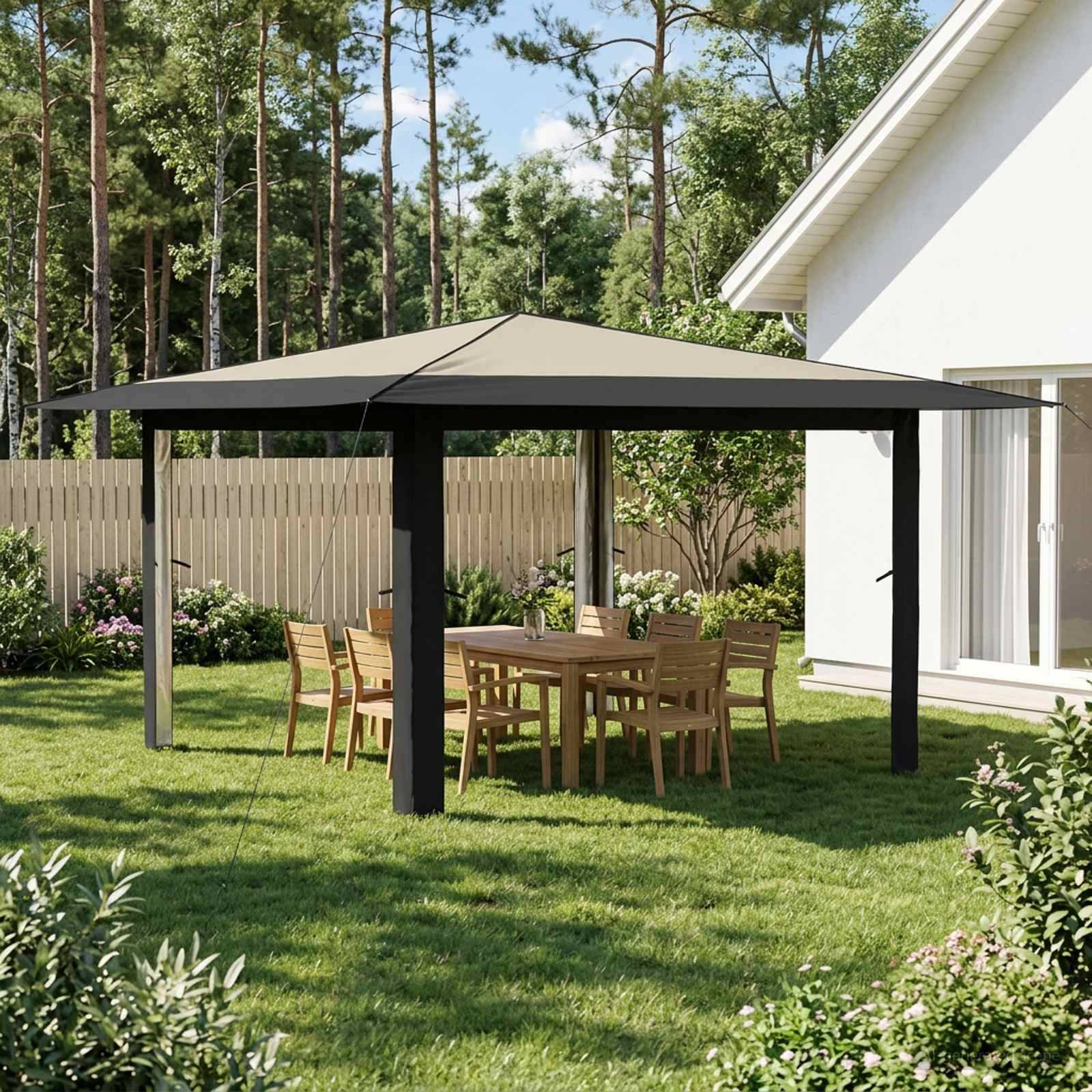 vidaXL Pavillon ohne Seitenwand 4 x 4 m Creme und Anthrazit