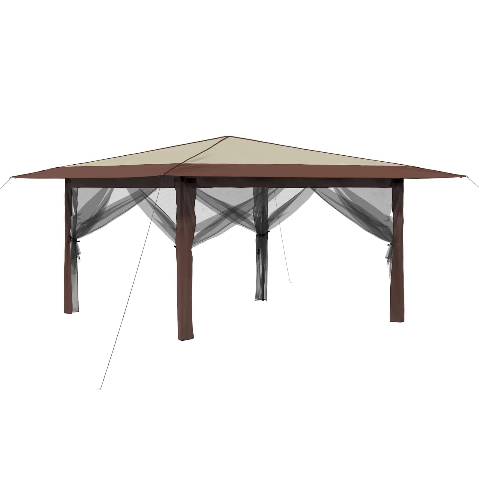 vidaXL Pavillon mit 4 Seitenwänden 4 x 4 m Creme und Braun