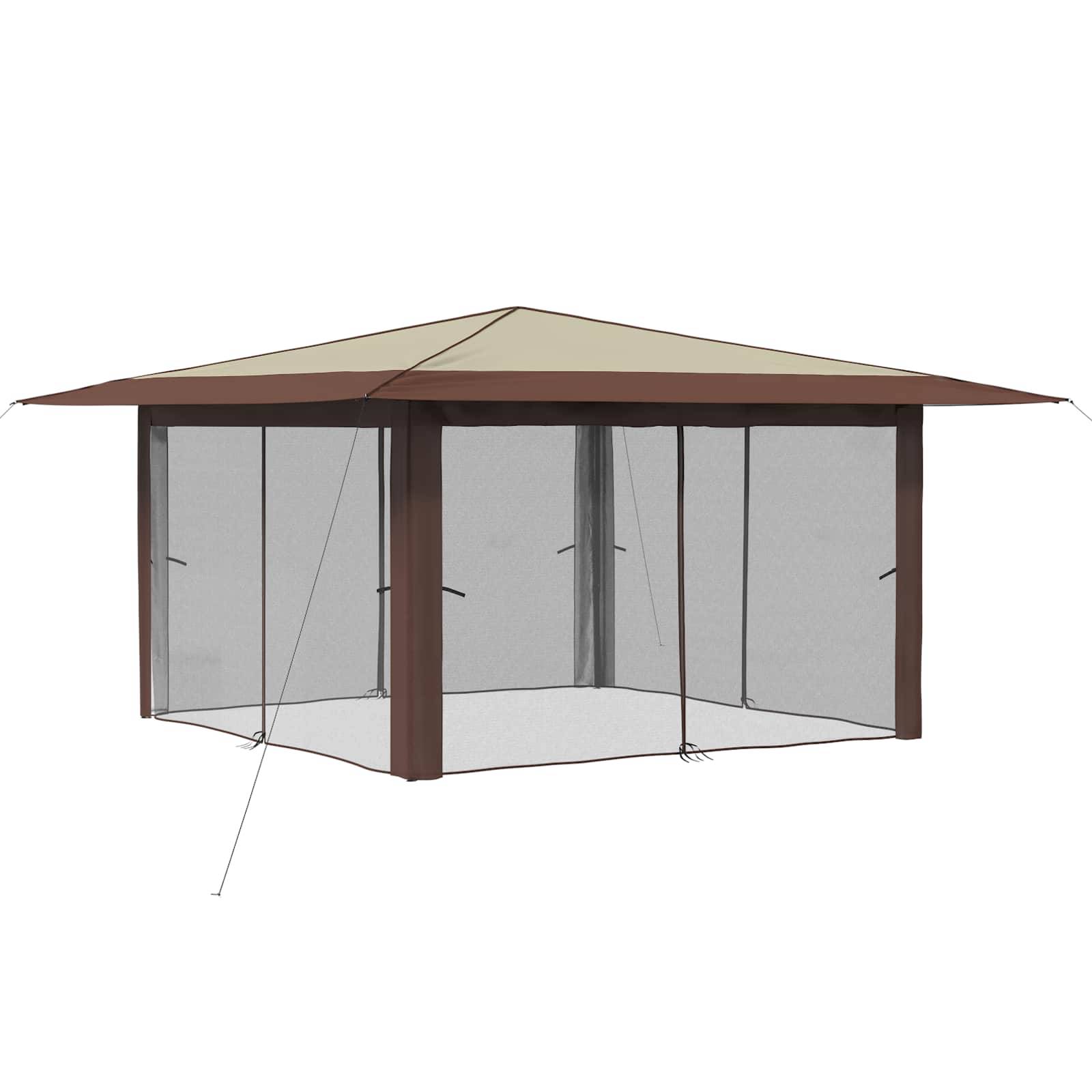 vidaXL Pavillon mit 4 Seitenwänden 4 x 4 m Creme und Braun
