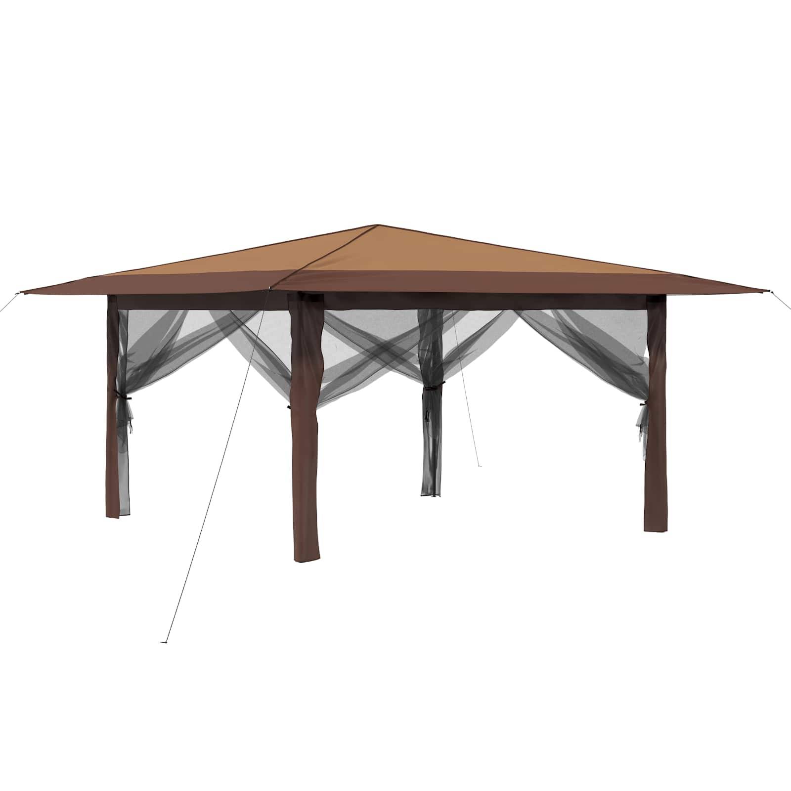 vidaXL Pavillon mit 4 Seitenwänden 4 x 4 m Beige und Braun