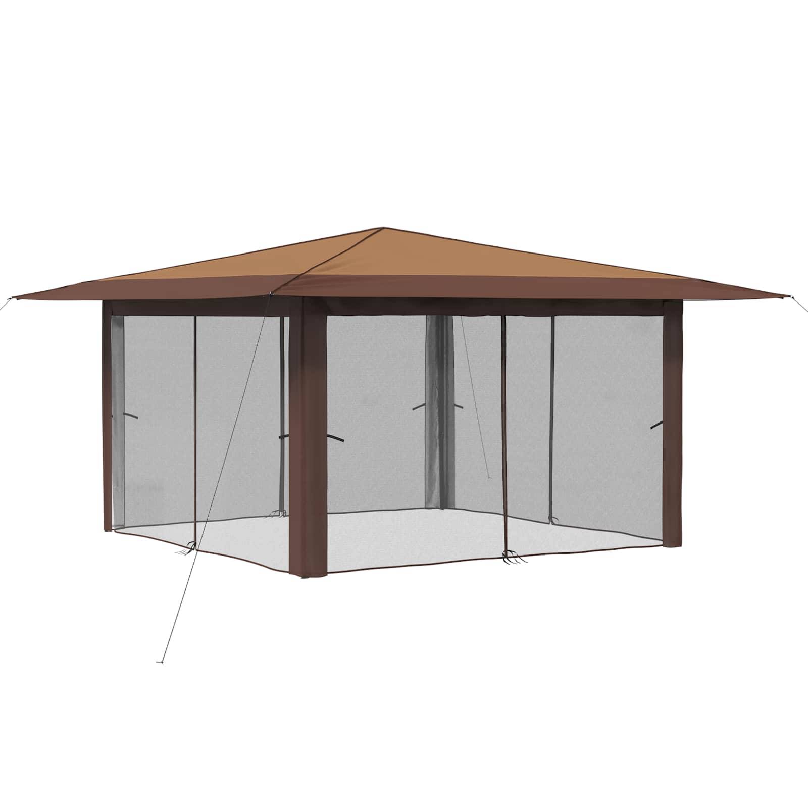 vidaXL Pavillon mit 4 Seitenwänden 4 x 4 m Beige und Braun