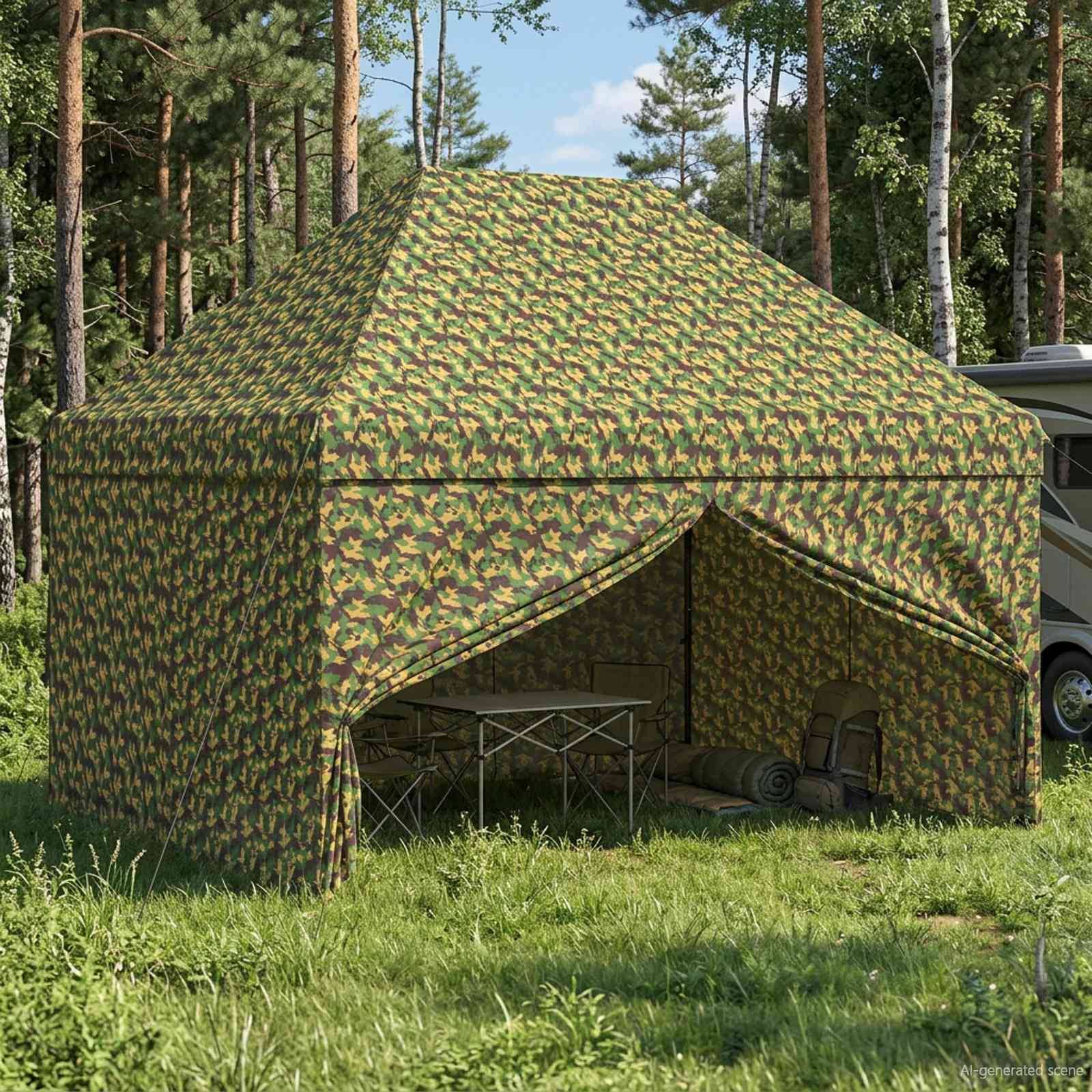 vidaXL Zelt mit 4 Seitenwänden 2,95 x 4,1 m Army Tarnung