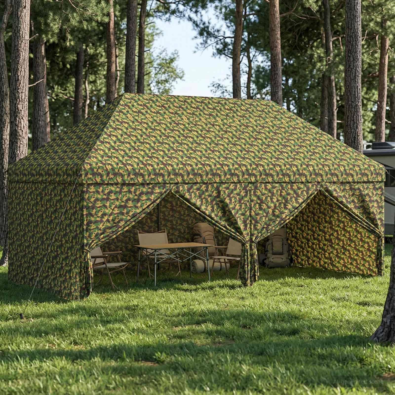 vidaXL Zelt mit 4 Seitenwänden 2,9 x 5,8 m Army Tarnung