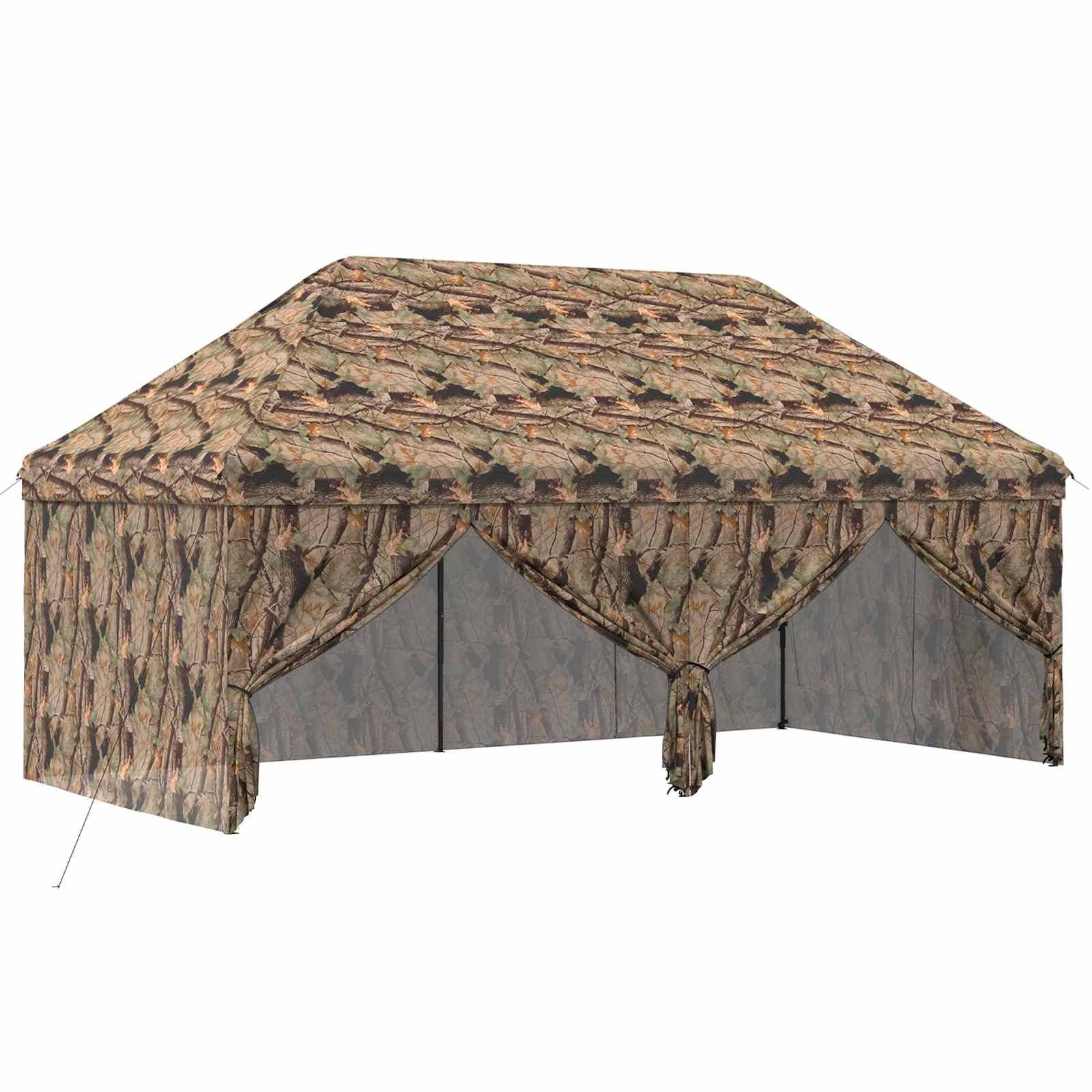 vidaXL Pop-up Pavillon mit 4 Seitenwänden 3 x 6 m Wald-Tarnfarbe