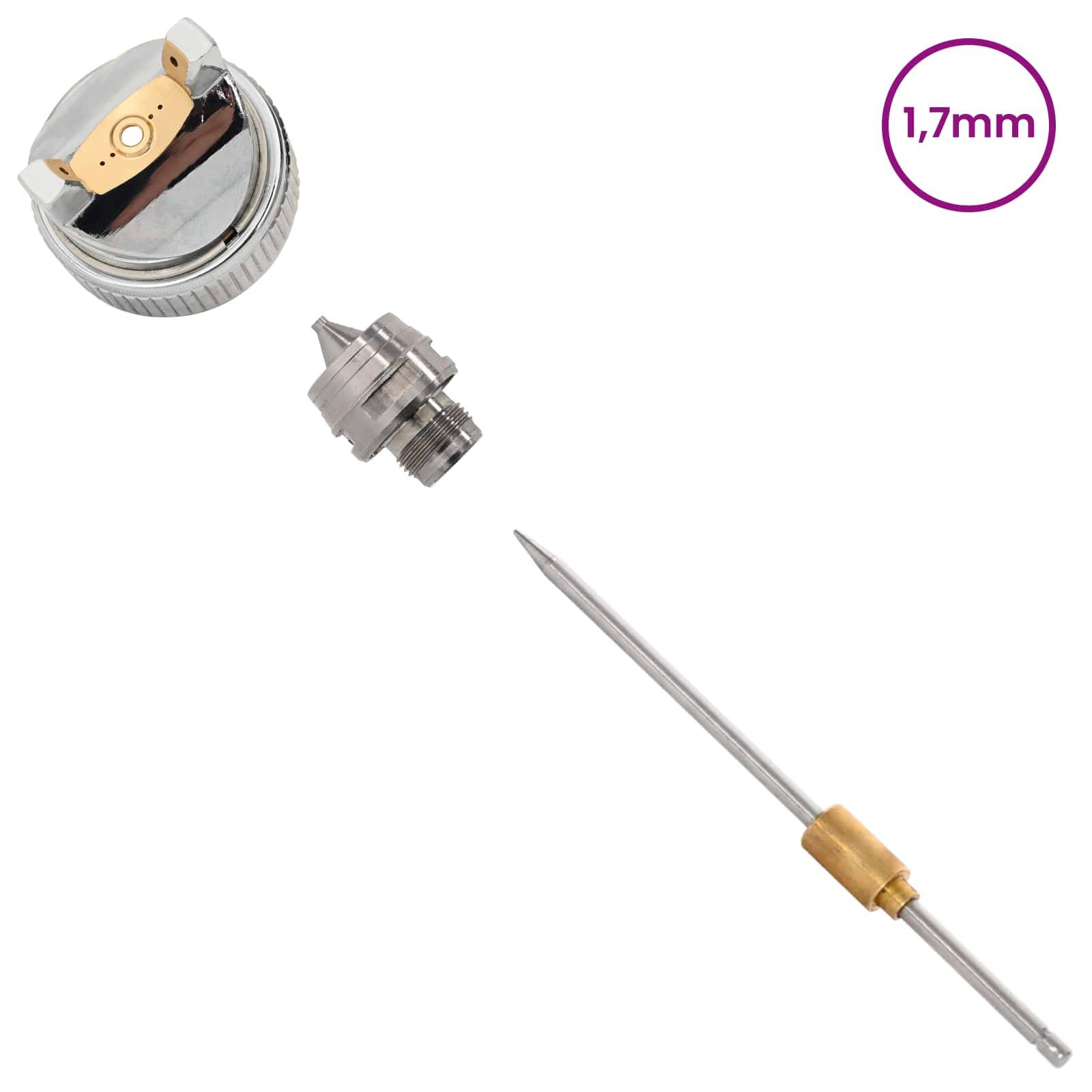 vidaXL HVLP Spritzpistole Düse 1,7 mm Düse Silber Edelstahl