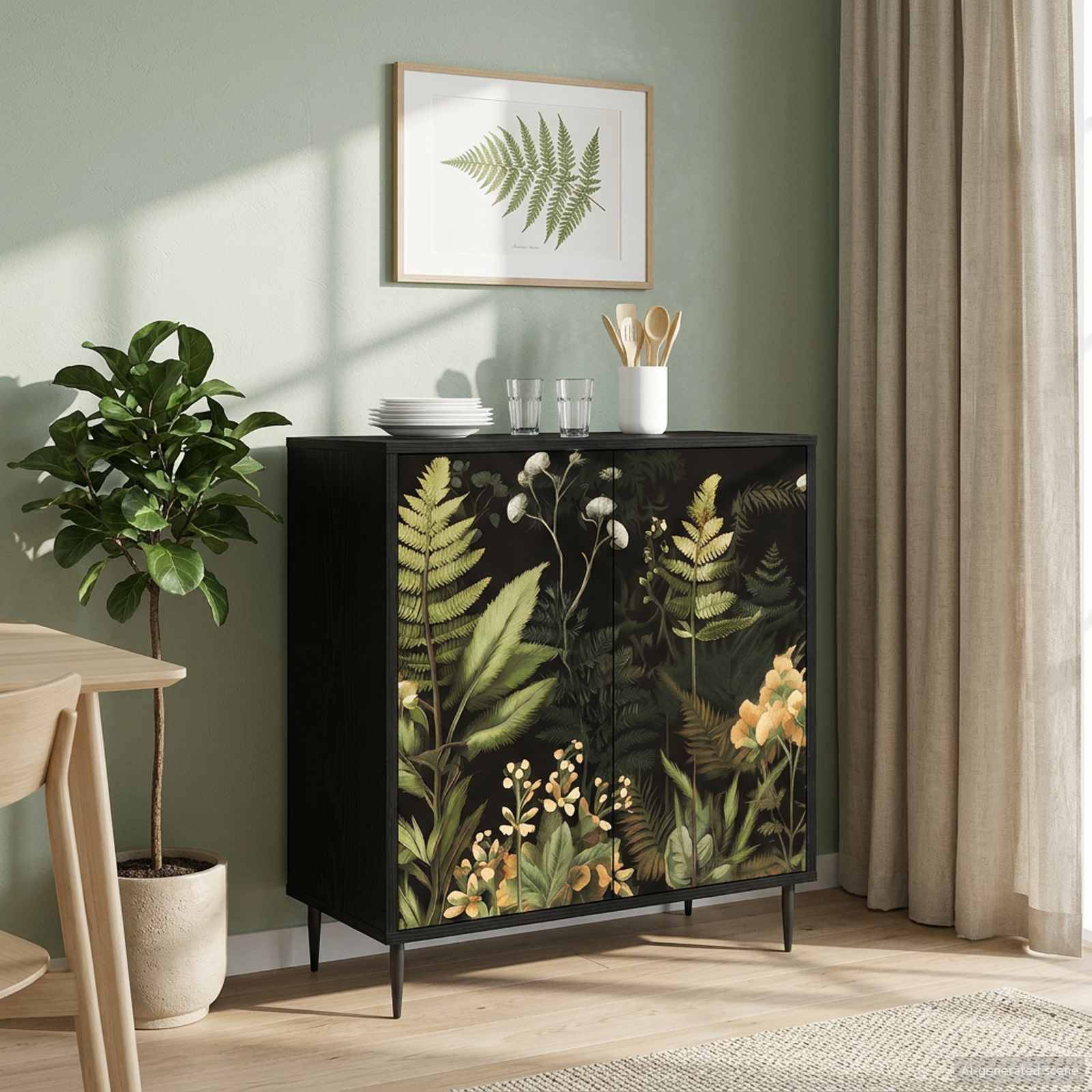 vidaXL Sideboard RHENEN Schwarz Eichen-Optik 69 x 33 x 76 cm