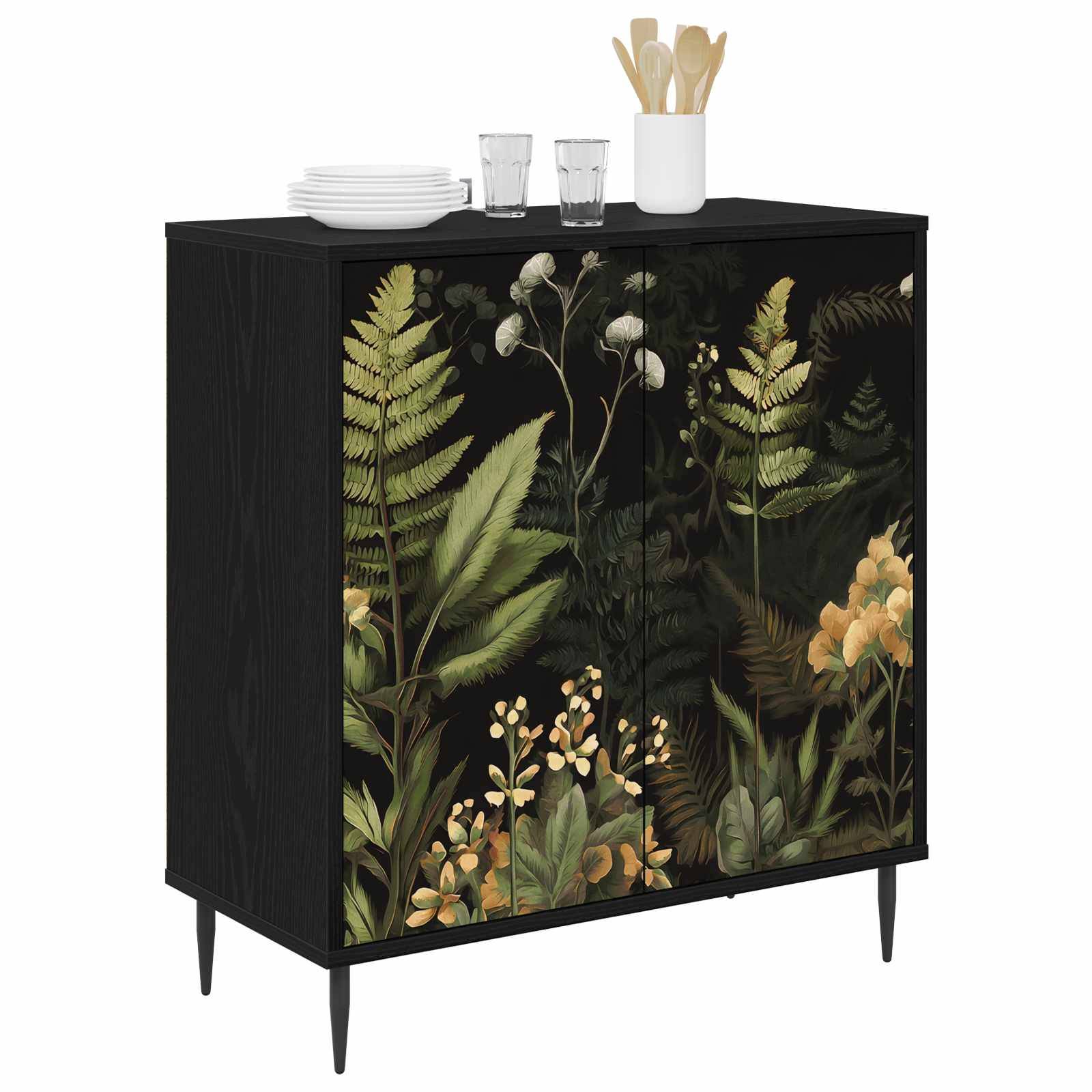 vidaXL Sideboard RHENEN Schwarz Eichen-Optik 69 x 33 x 76 cm