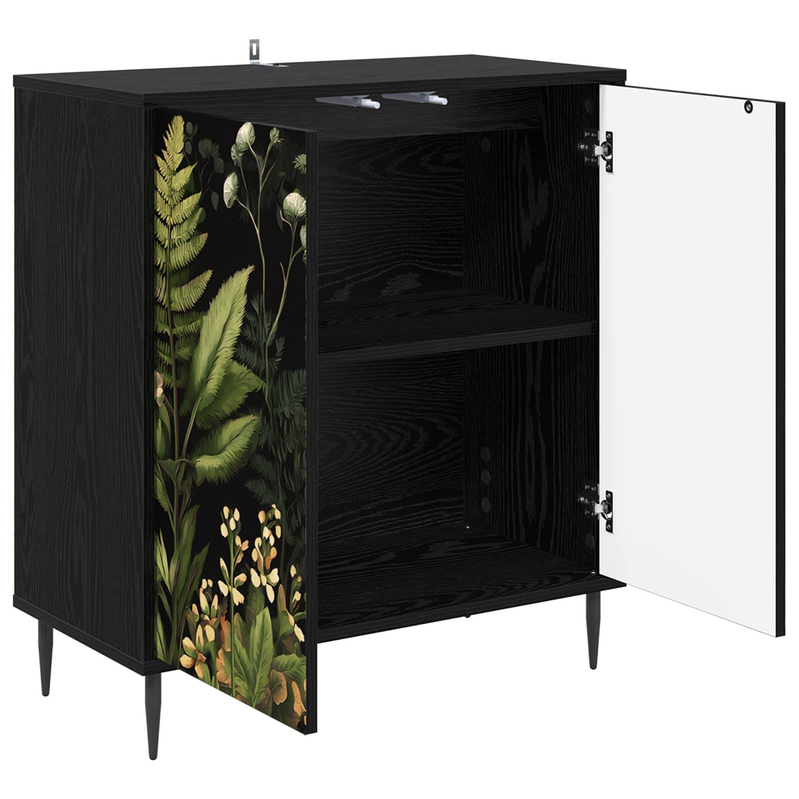 vidaXL Sideboard RHENEN Schwarz Eichen-Optik 69 x 33 x 76 cm