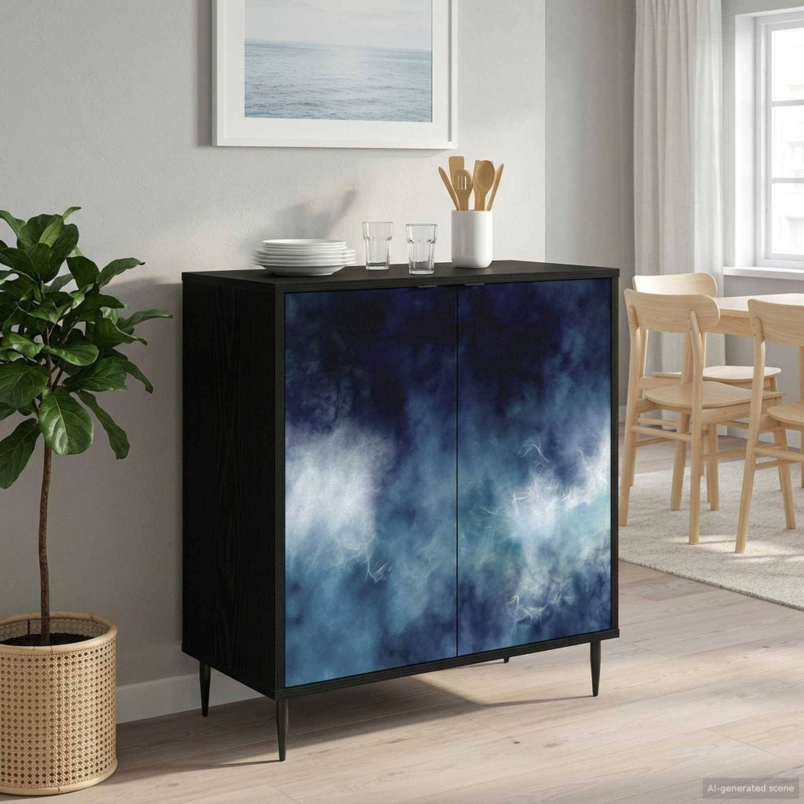 vidaXL Sideboard RAALTE Schwarz Eichen-Optik 69 x 33 x 76 cm