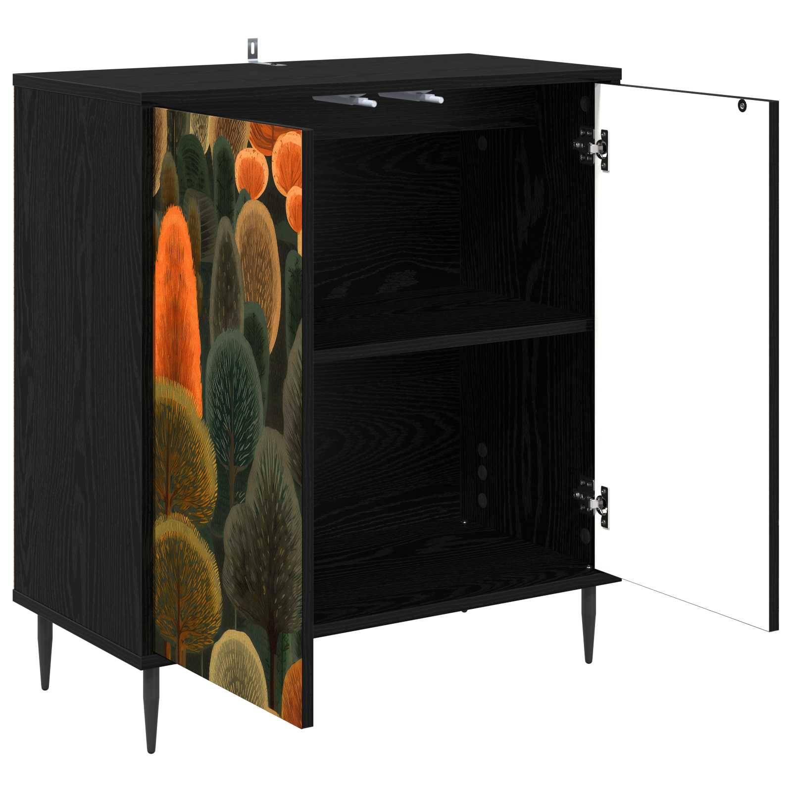 vidaXL Sideboard ZAANDAM Schwarz Eichen-Optik 69 x 33 x 76 cm