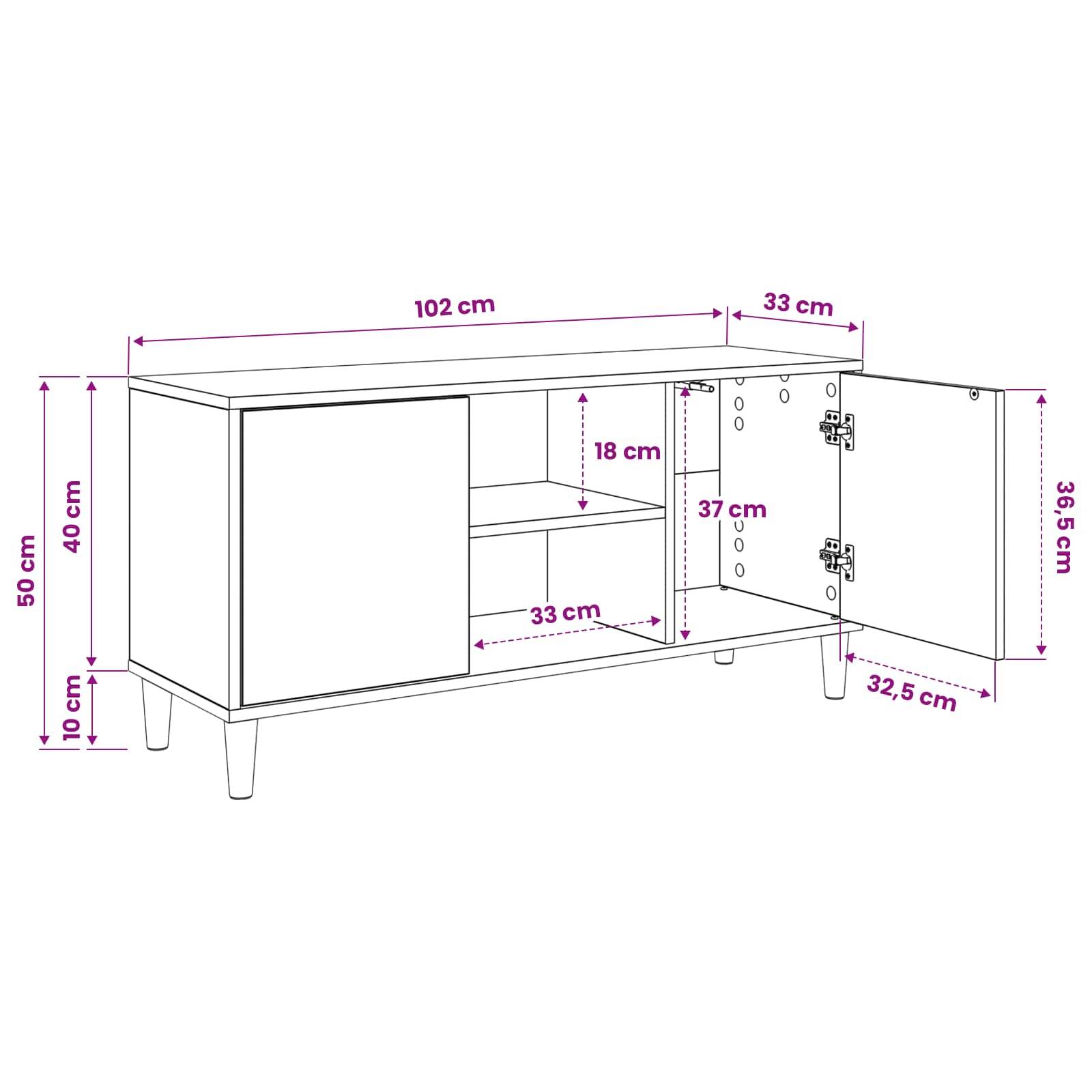 vidaXL TV-Schrank RHENEN 102 x 33 x 50 cm Sonoma Holzwerkstoff