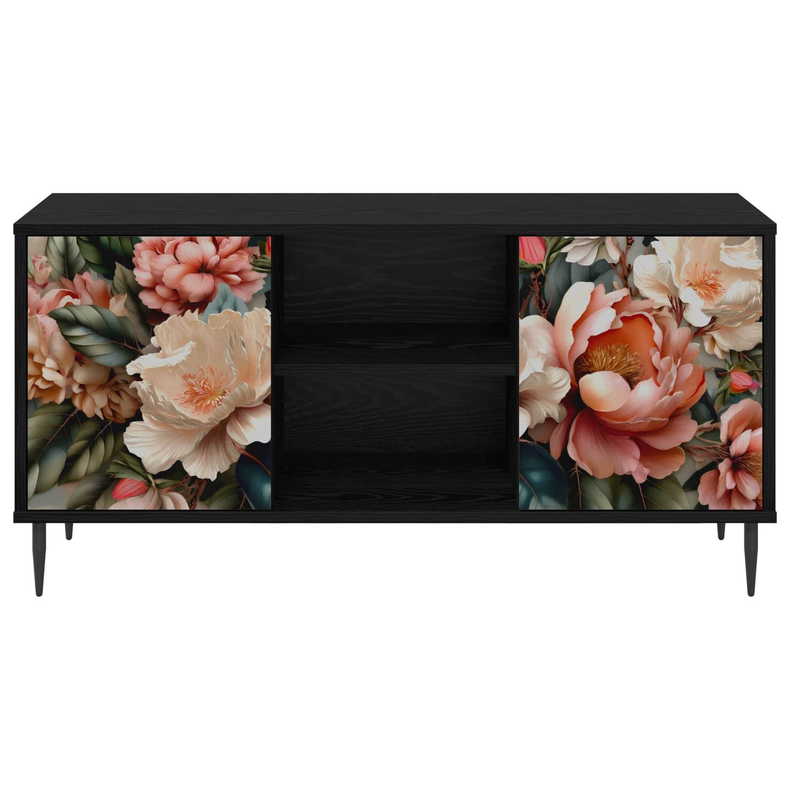 vidaXL TV-Schrank BORNE 102 x 33 x 51 cm Schwarz Eichen-Optik