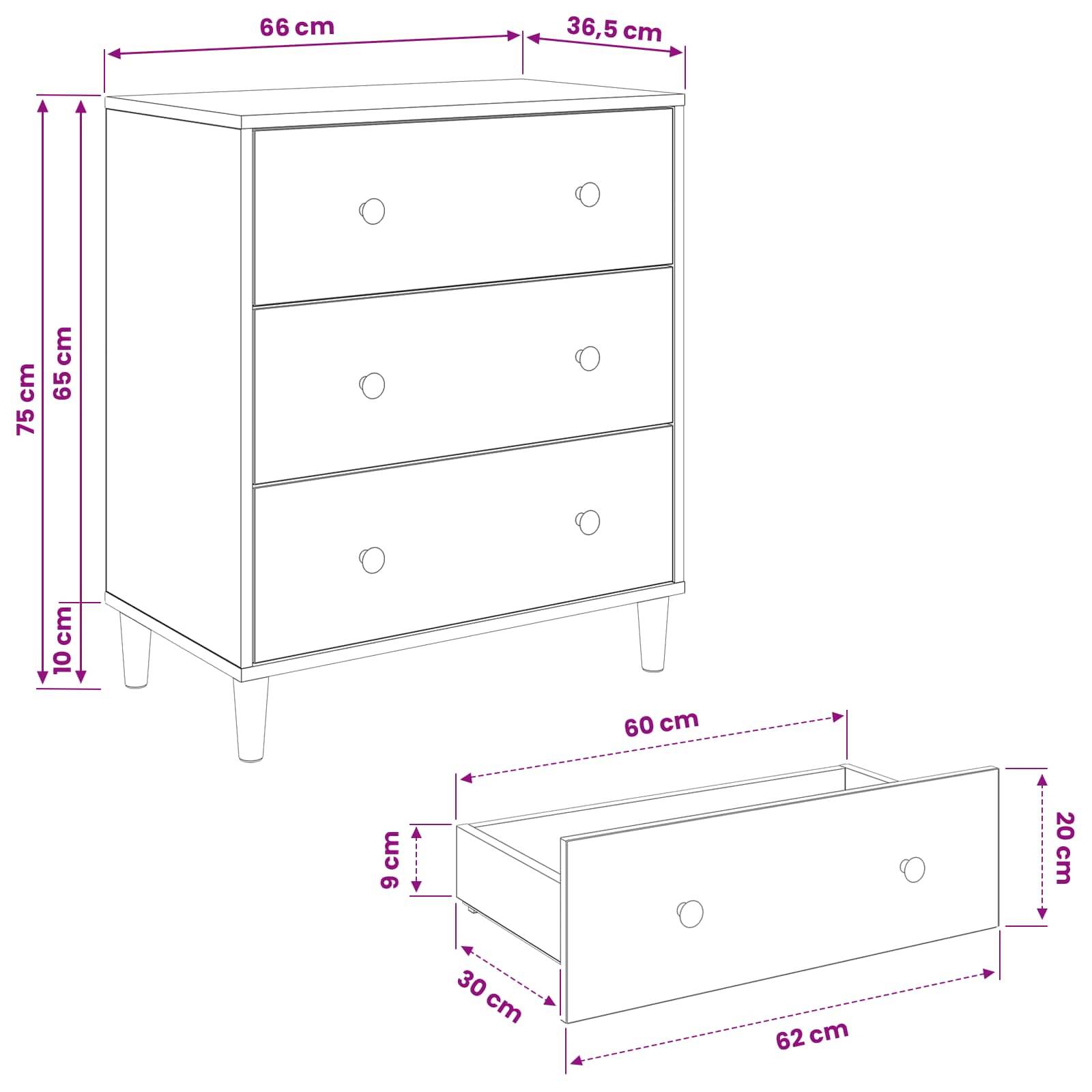 vidaXL Kommode RHENEN Dschungelmotiv 66 x 36,5 x 75 cm Holzwerkstoff