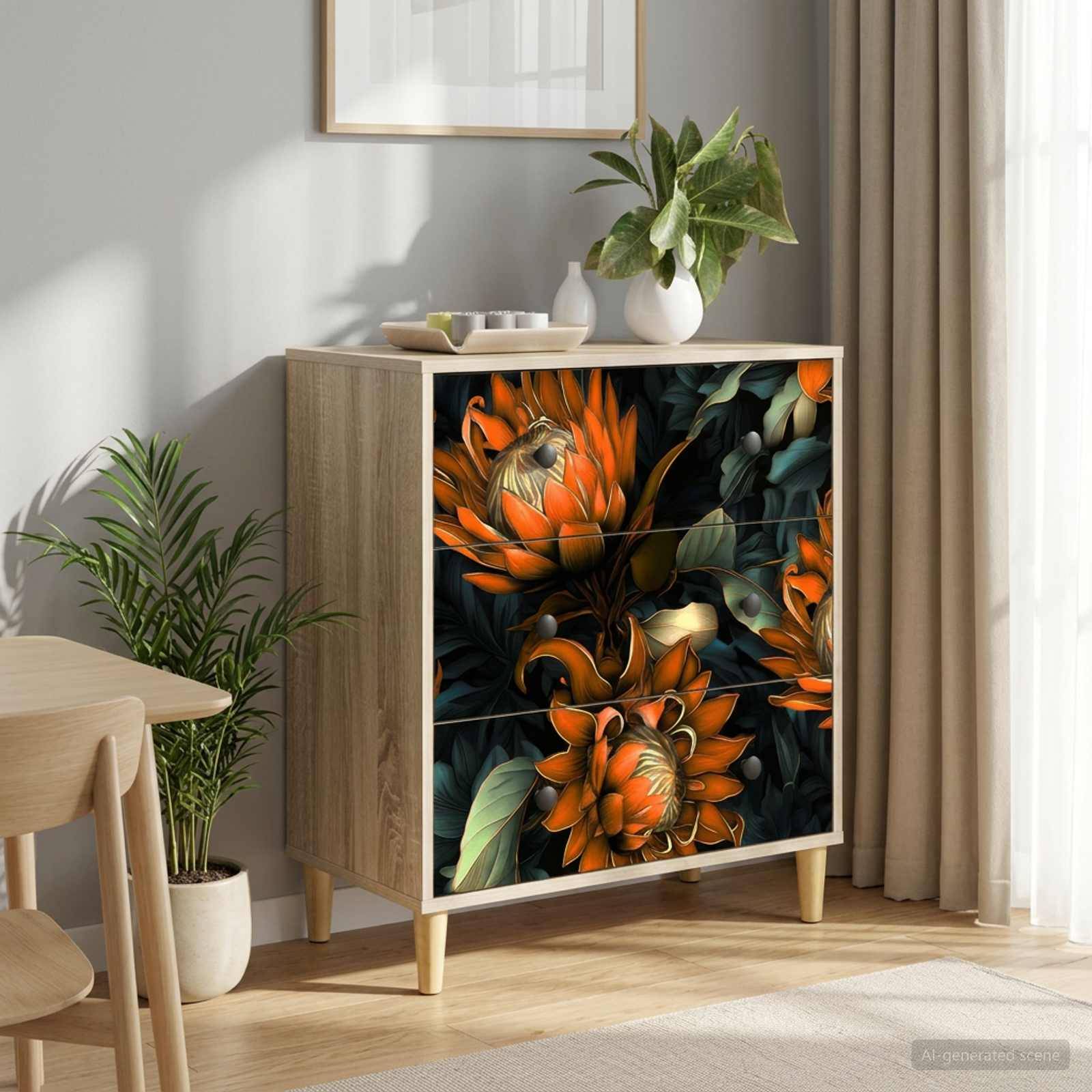 vidaXL Kommode LOCHEM Orangenmuster 66 x 36,5 x 75 cm Holzwerkstoff