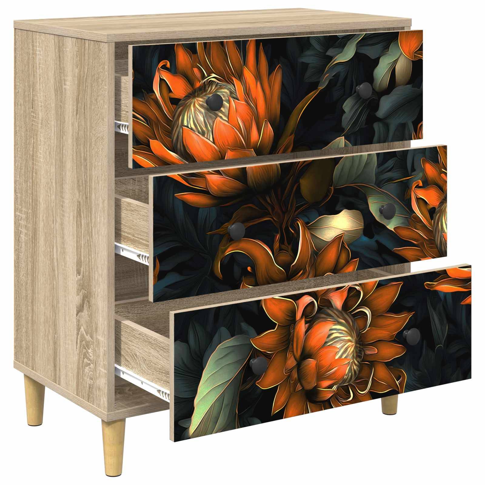 vidaXL Kommode LOCHEM Orangenmuster 66 x 36,5 x 75 cm Holzwerkstoff