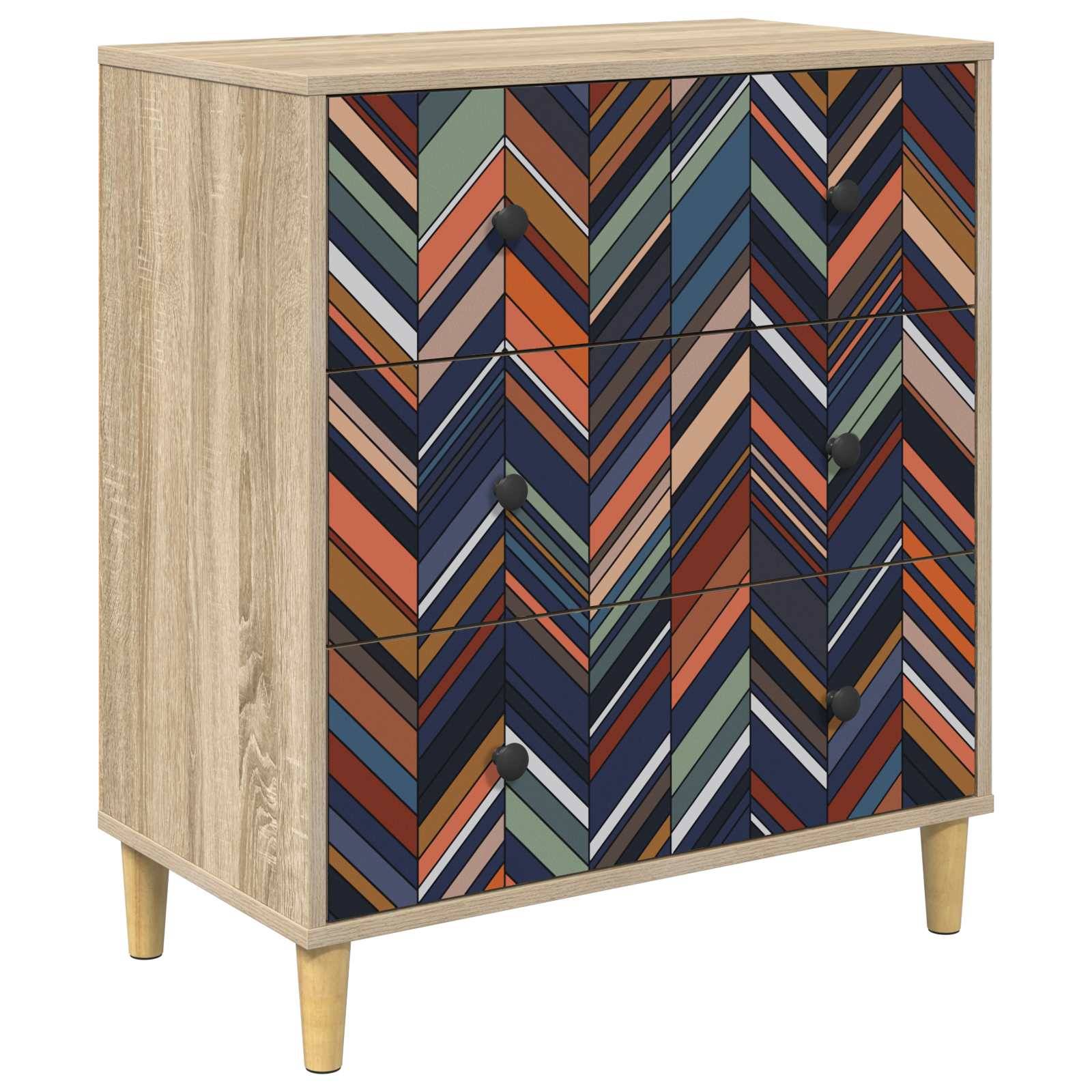 vidaXL Kommode OMMEN Geometrischer Druck 66 x 36,5 x 75 cm Sonoma