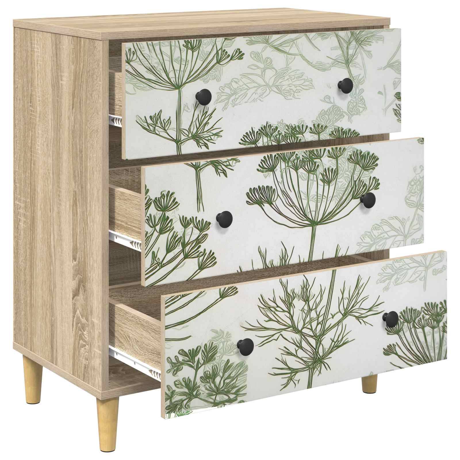 vidaXL Kommode GOTHA Grüner Baumdruck 66 x 36,5 x 75 cm Holzwerkstoff