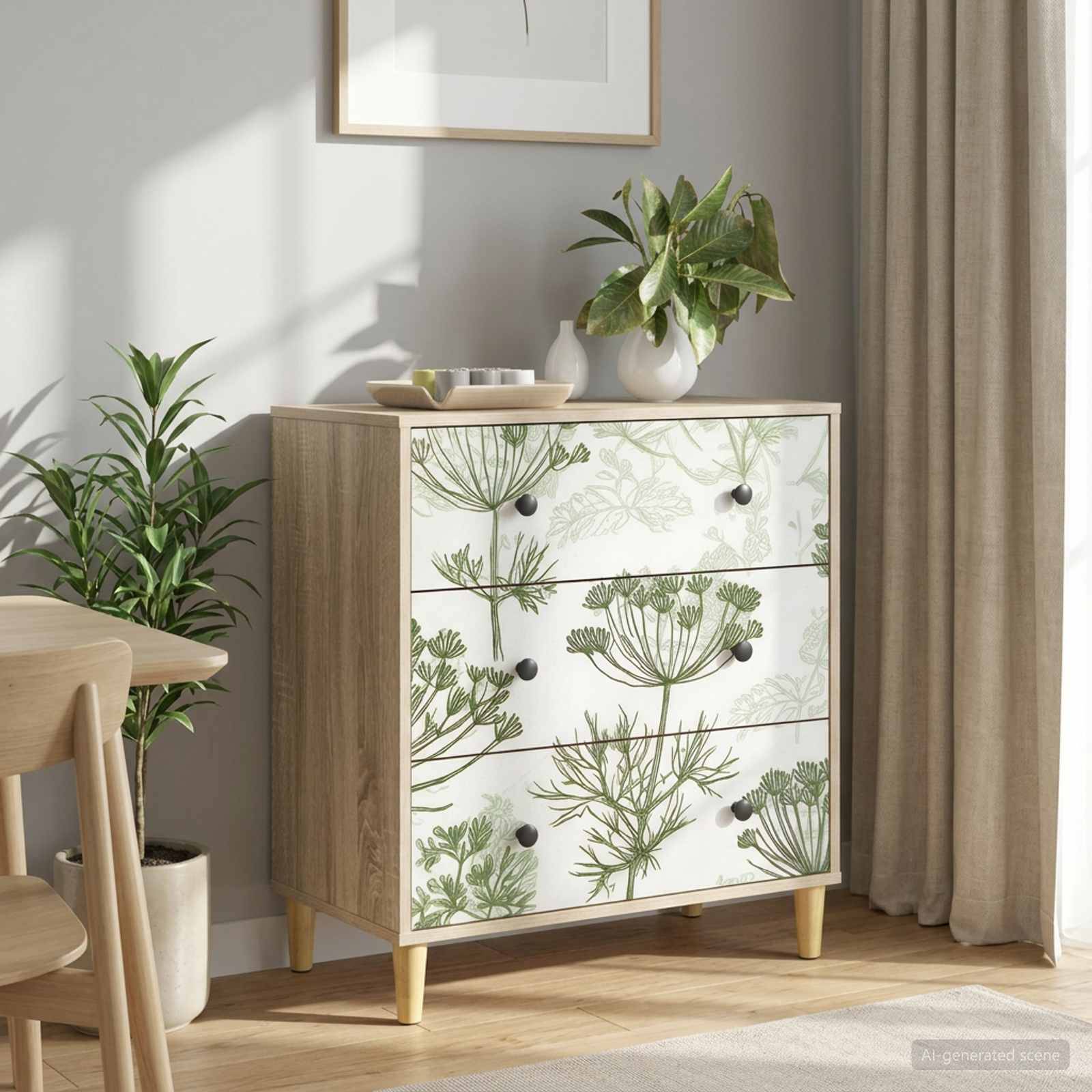 vidaXL Kommode GOTHA Grüner Baumdruck 66 x 36,5 x 75 cm Holzwerkstoff