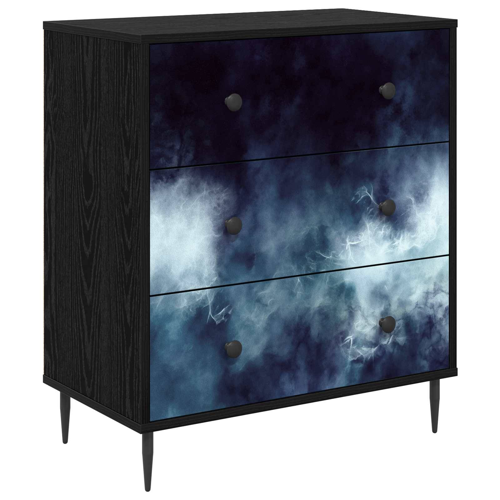 vidaXL Kommode RAALTE Blaue Marmorierung 66 x 36,5 x 76 cm
