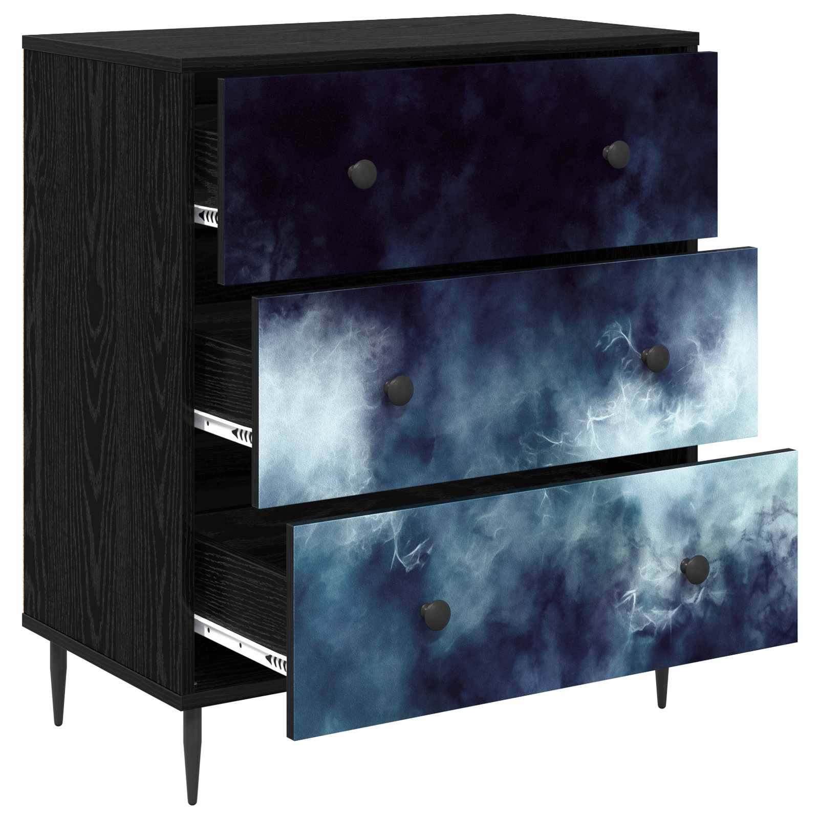 vidaXL Kommode RAALTE Blaue Marmorierung 66 x 36,5 x 76 cm
