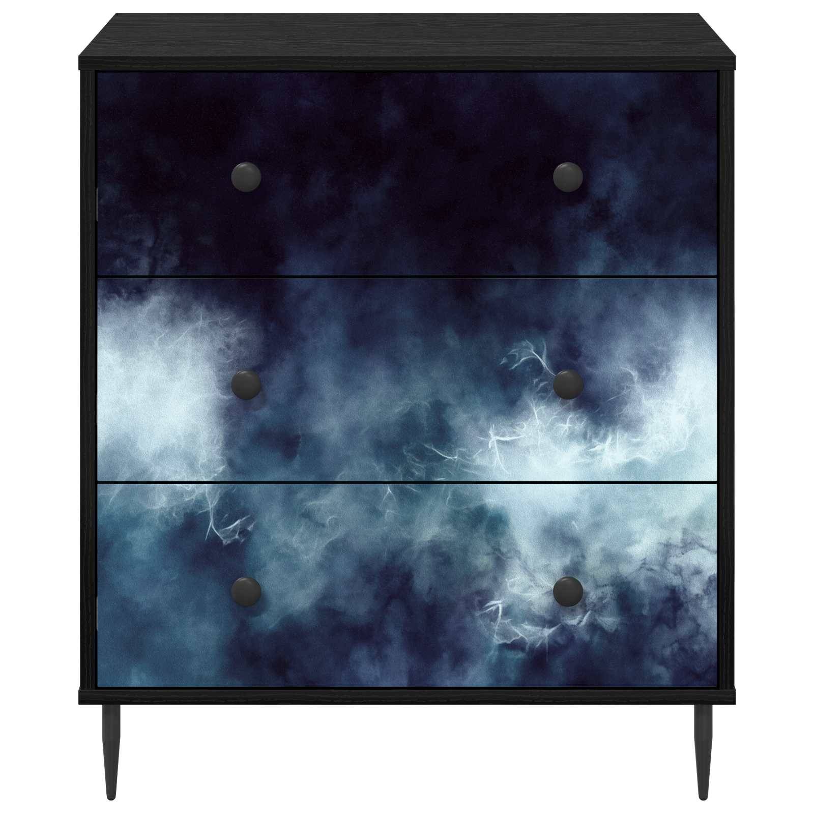 vidaXL Kommode RAALTE Blaue Marmorierung 66 x 36,5 x 76 cm