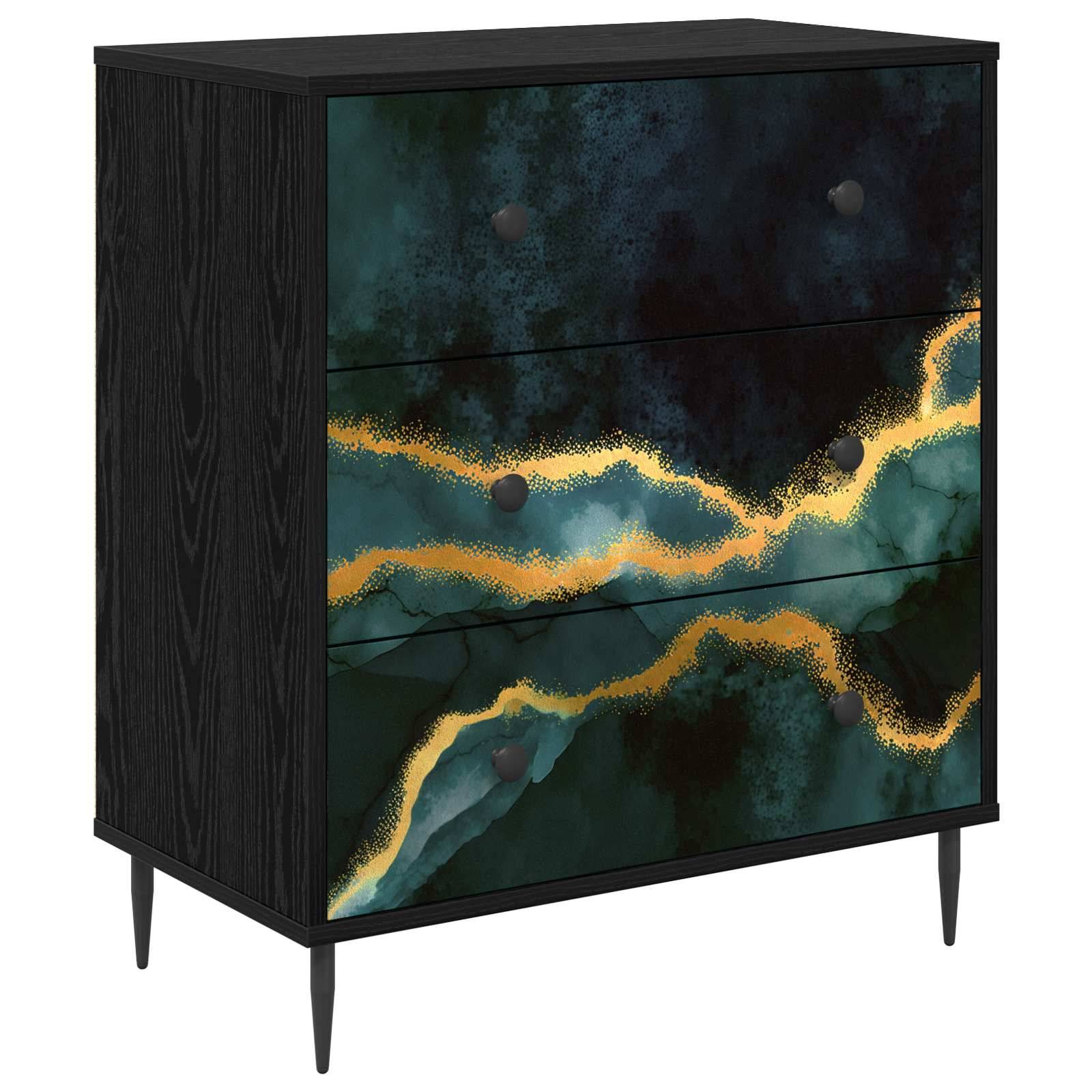 vidaXL Kommode WIJHE Türkis marmorierte Optik 66 x 36,5 x 76 cm