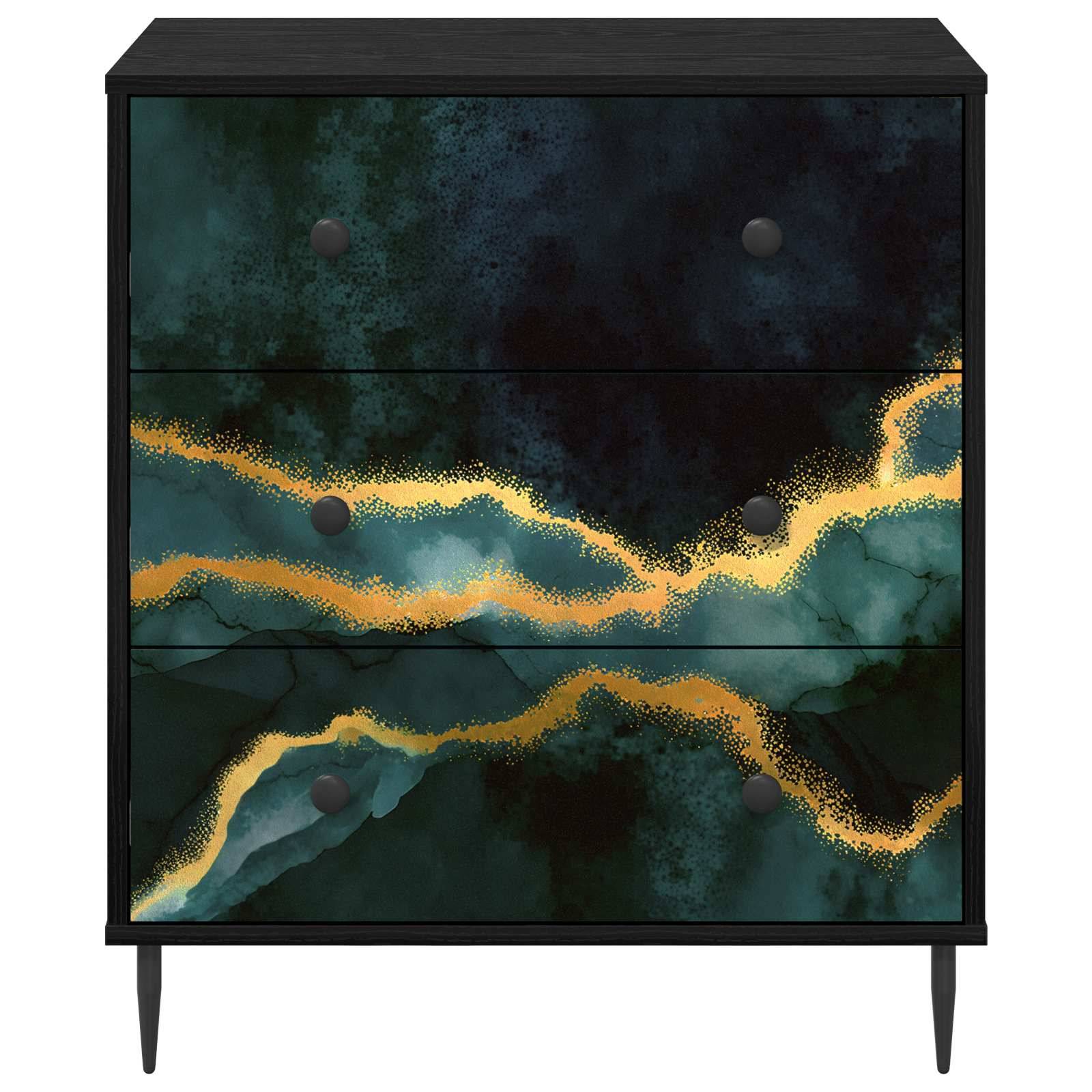 vidaXL Kommode WIJHE Türkis marmorierte Optik 66 x 36,5 x 76 cm
