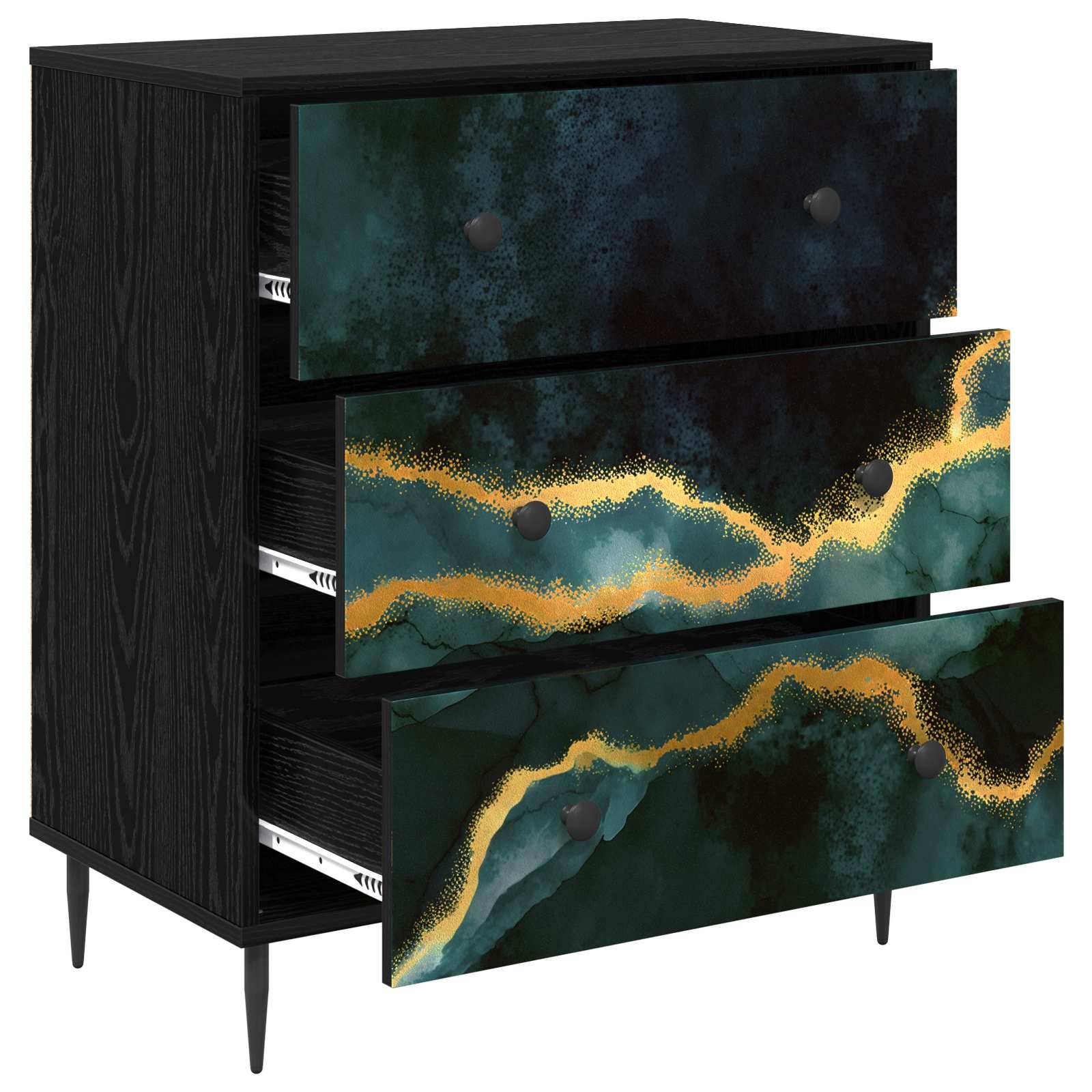 vidaXL Kommode WIJHE Türkis marmorierte Optik 66 x 36,5 x 76 cm