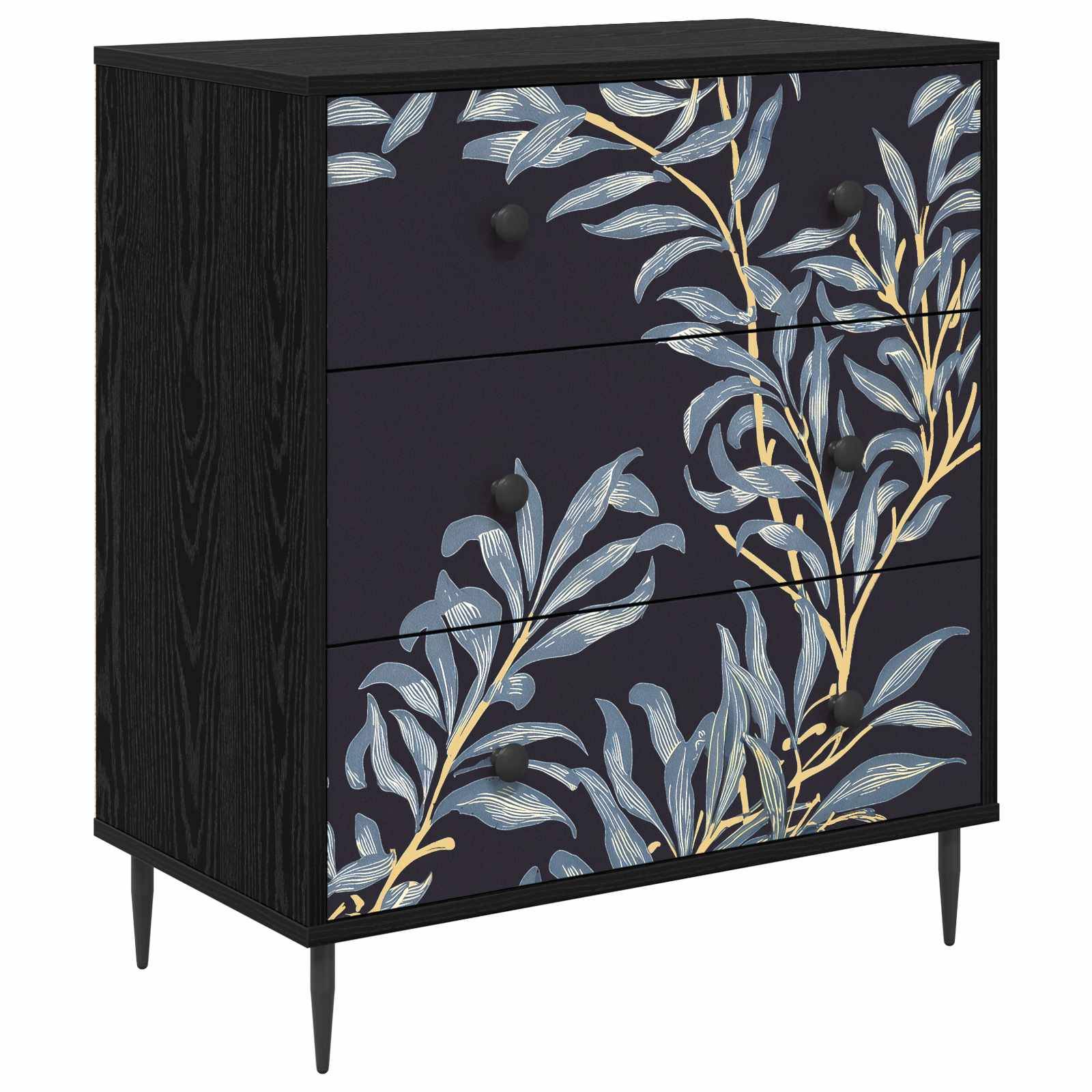 vidaXL Kommode DOKKUM Blaues Farnmuster 66 x 36,5 x 76 cm