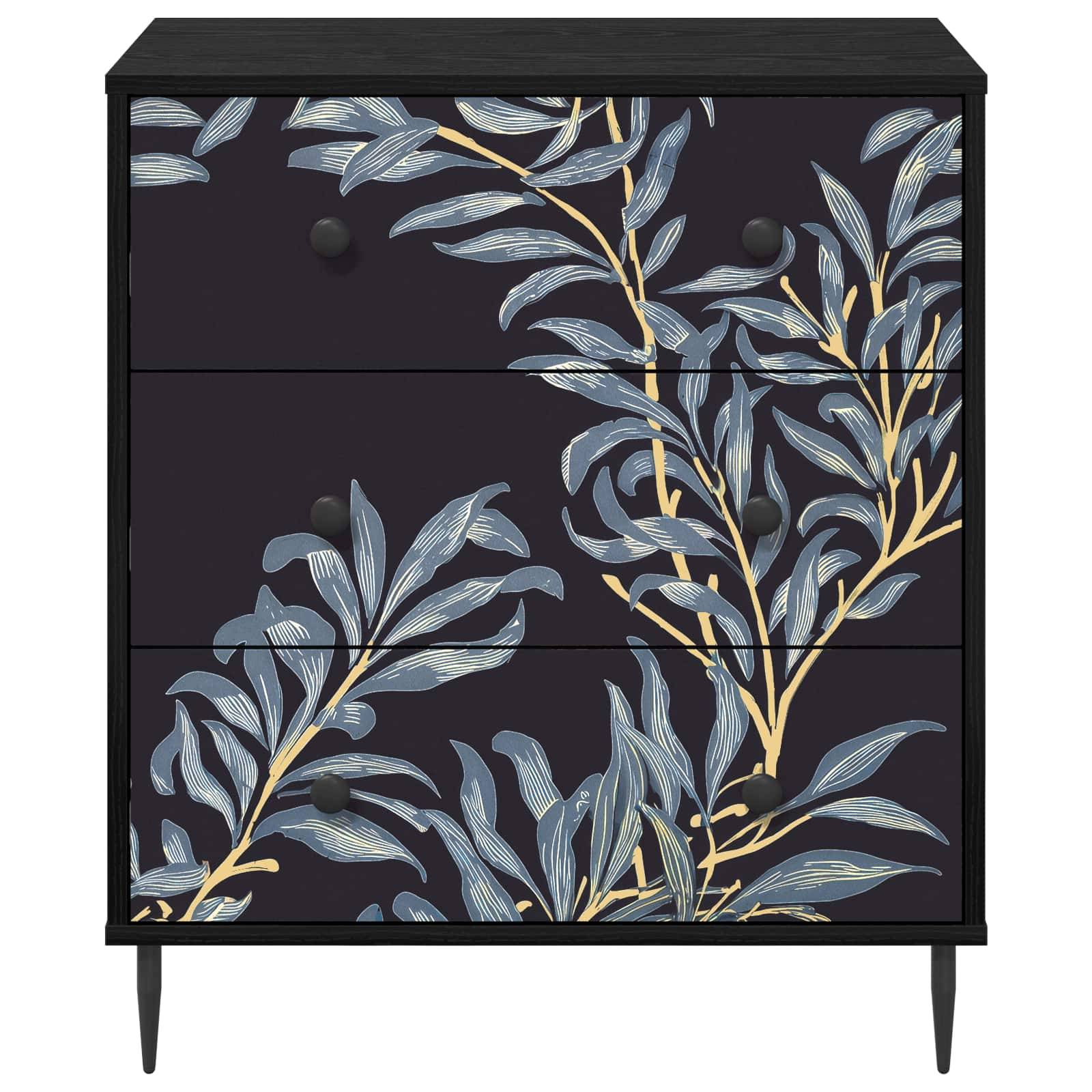 vidaXL Kommode DOKKUM Blaues Farnmuster 66 x 36,5 x 76 cm