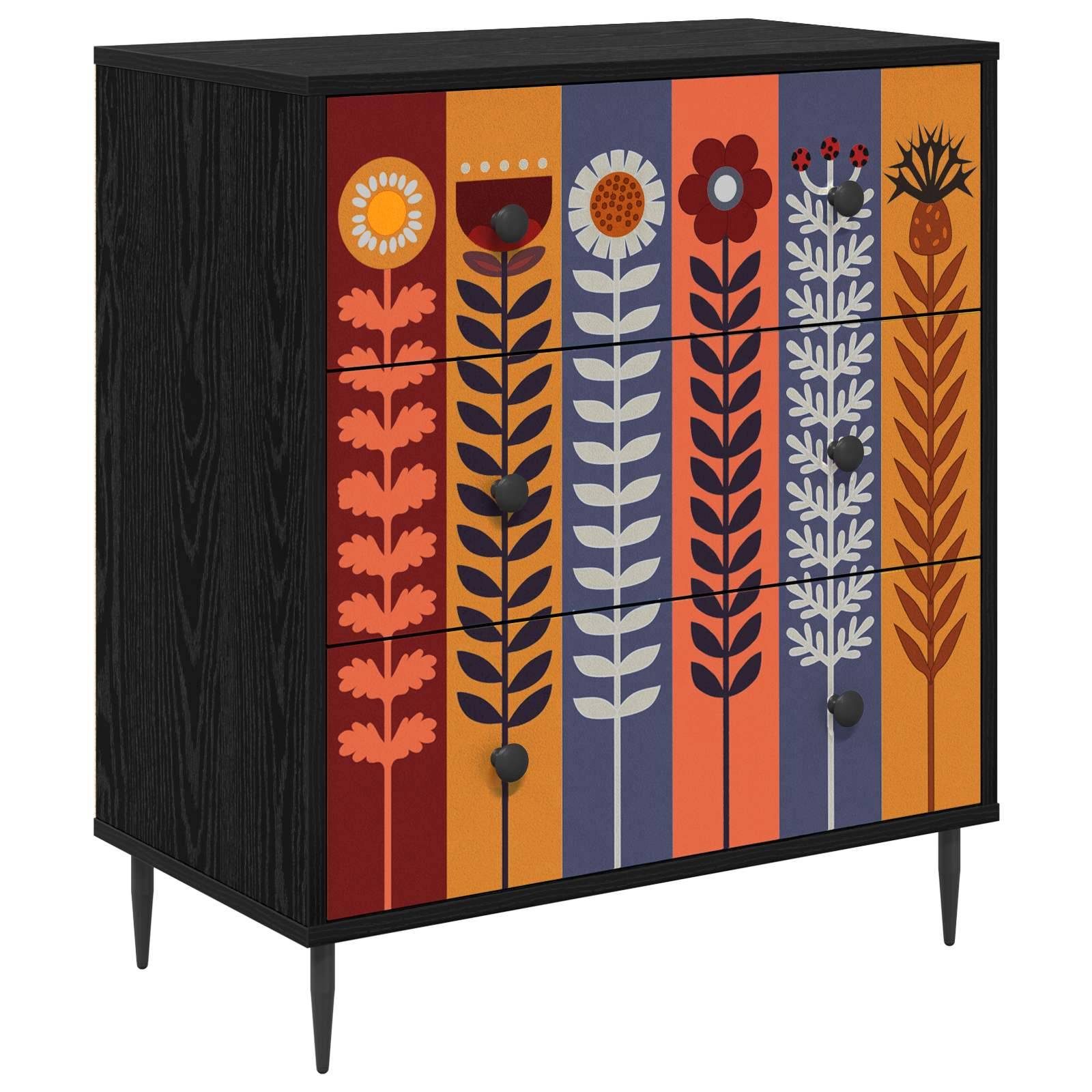 vidaXL Kommode ESSEN Sonnenblumenmuster 66 x 36,5 x 76 cm
