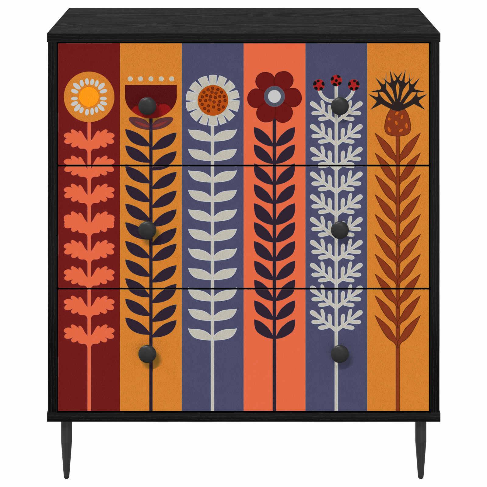 vidaXL Kommode ESSEN Sonnenblumenmuster 66 x 36,5 x 76 cm
