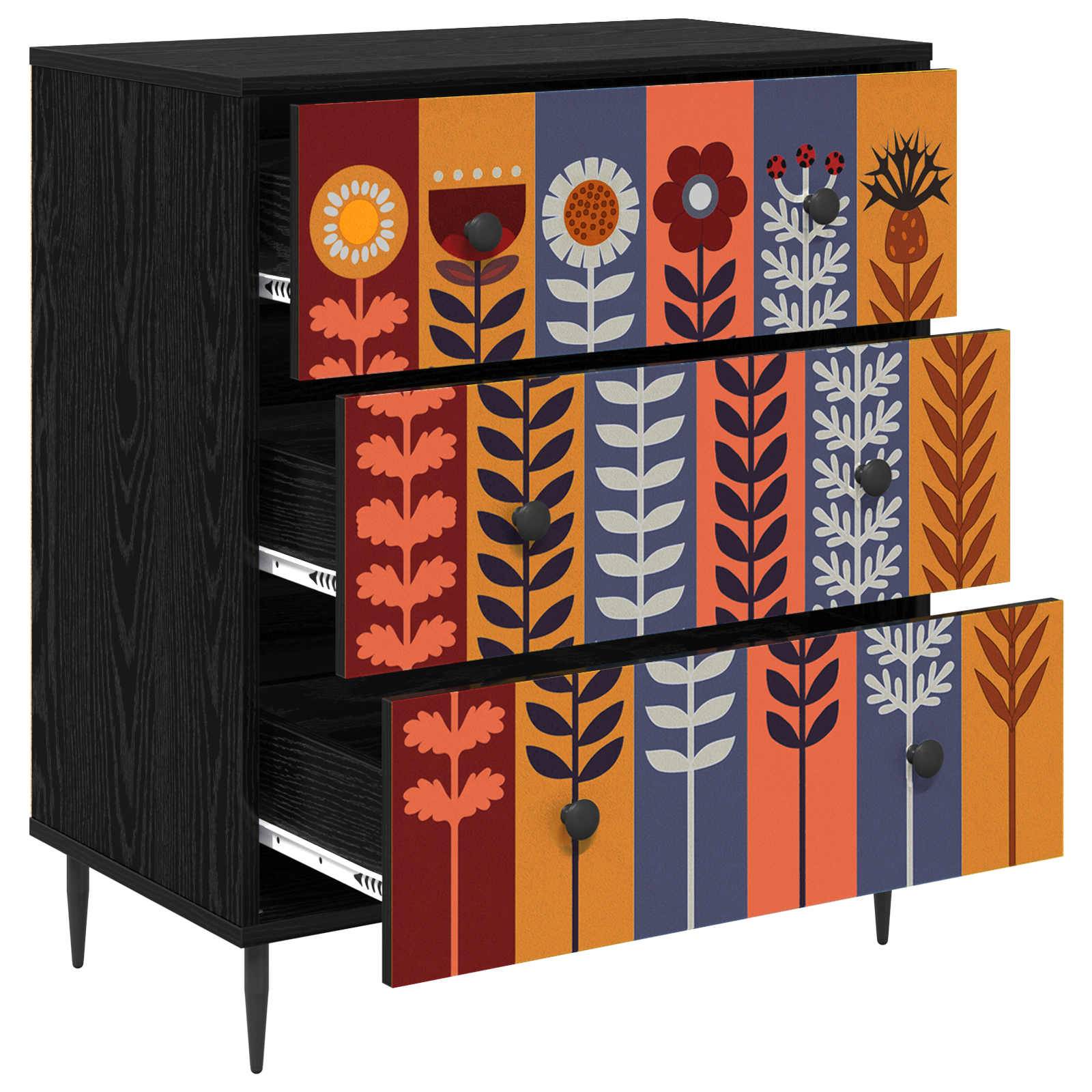 vidaXL Kommode ESSEN Sonnenblumenmuster 66 x 36,5 x 76 cm